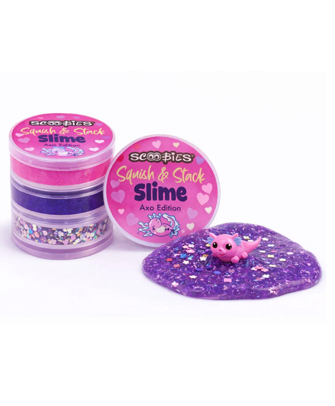 Scoobies Squish & Stack Pink & Purple AXO Slime Set, 2 Glittery Slimes + 1 Sparkle Box with Surprise Toy, Safe Sensory Fun for Kids 3+-picture-48