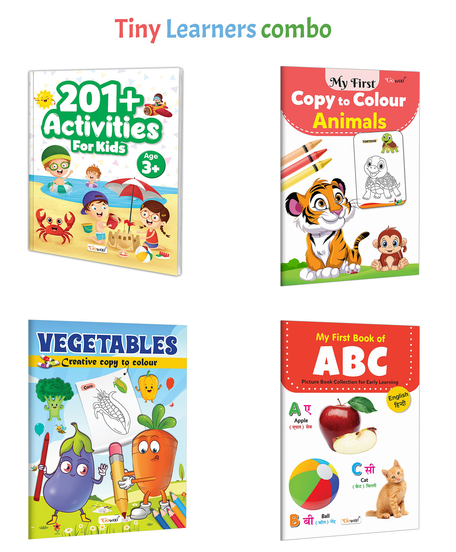 201+ Activities for Kids - Age 3+, My First Copy to Colour - Animals and more :- Fun kids activity set, Creative copy to colour, Learning book in English and Hindi | Pack of 4 Books-image-4