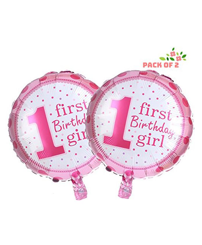 Amfin First Birthday Girl Foil Balloon Polka Dot Pack of 2 - Pink-image-18