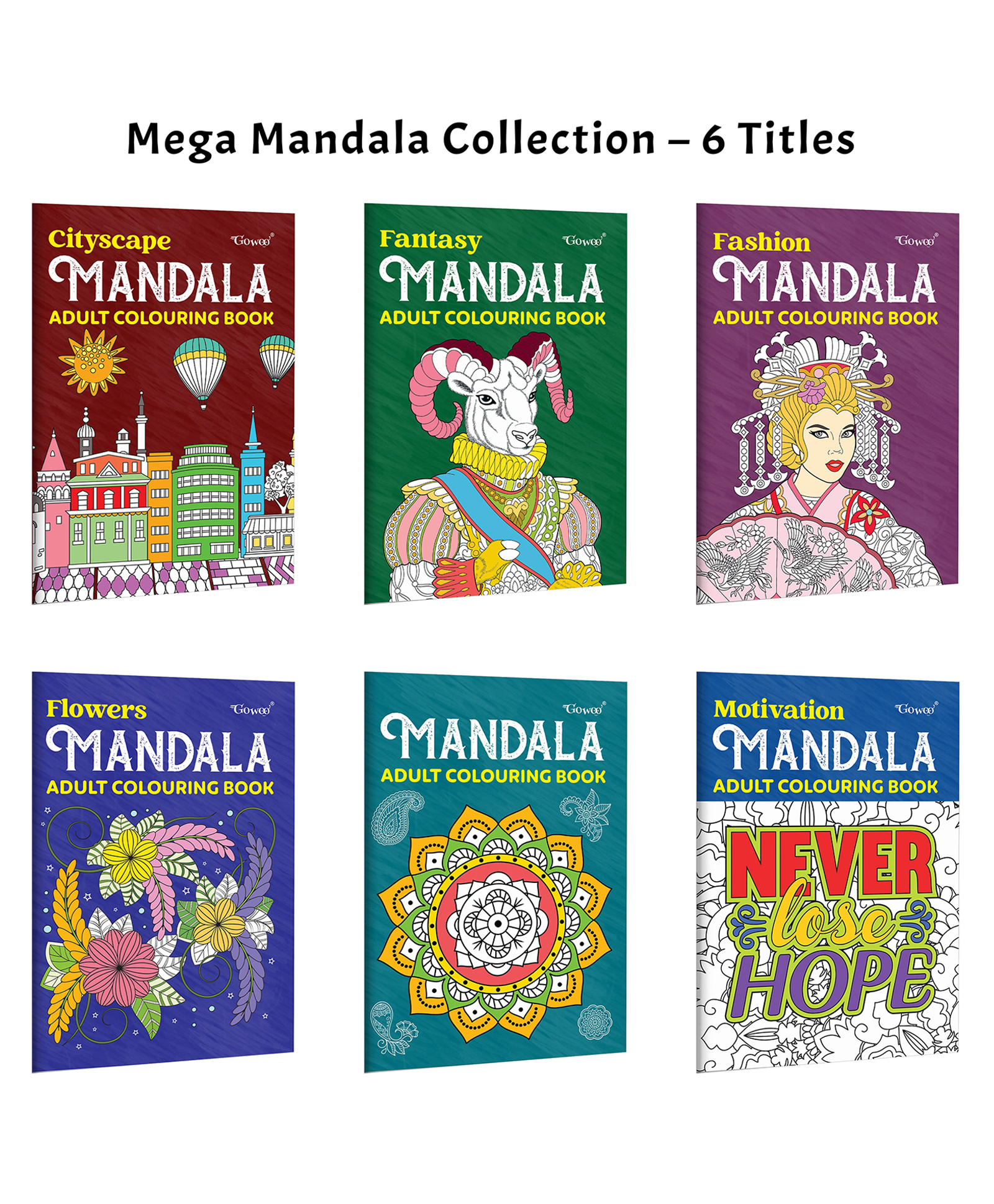 Cityscape, Fantasy, Fashion - Mandala Adult Colouring Book and more :- urban inspired art book, designer pattern colouring set, stress-calming artistic pack | Combo of 6 Books-image-16