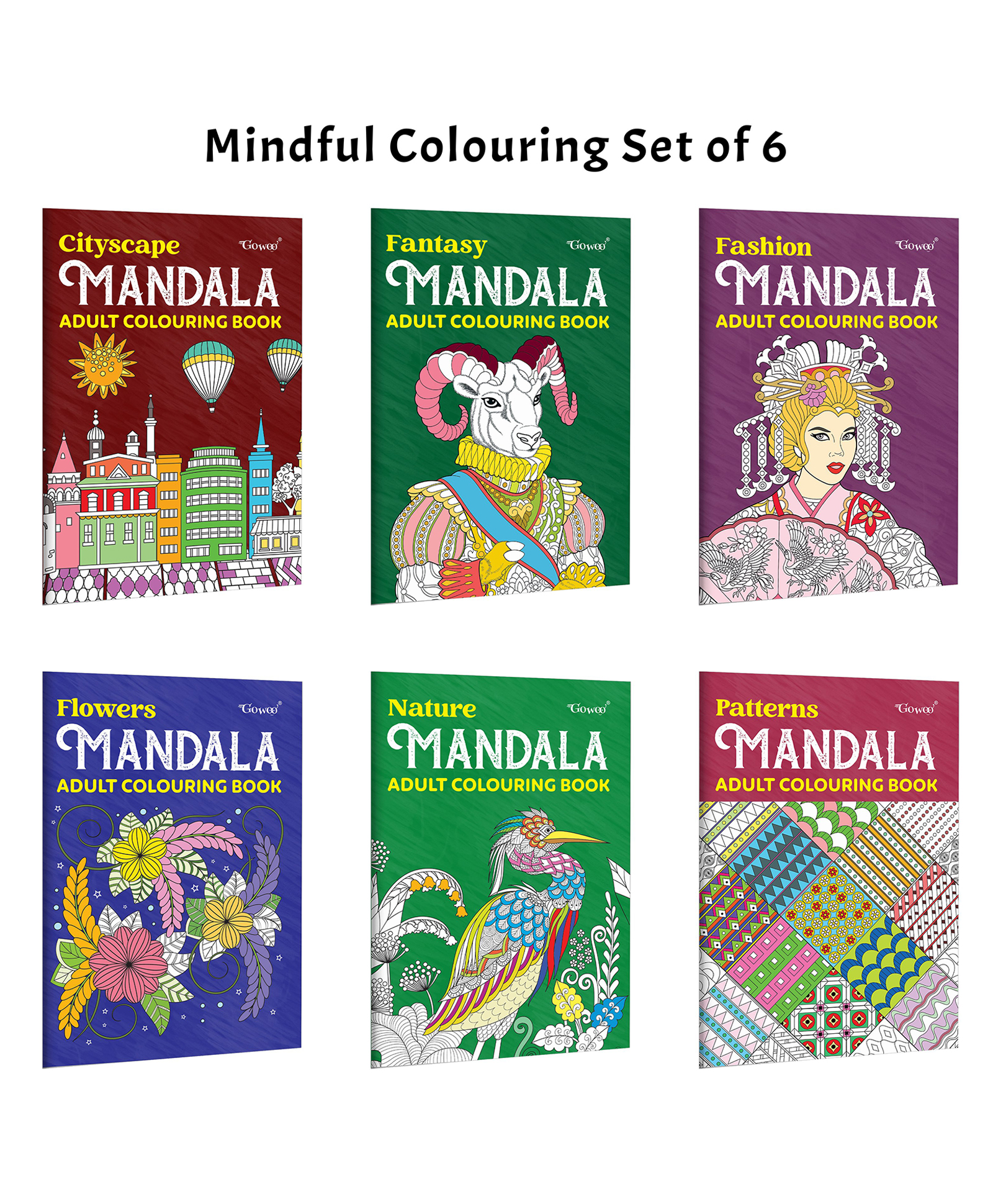 Flower, Nature, Pattern - Mandala Adult Colouring Book and more :- Nature inspired mandala colouring, Flower and pattern art book, Adult creative activity book | pack of 6 Books-image-2