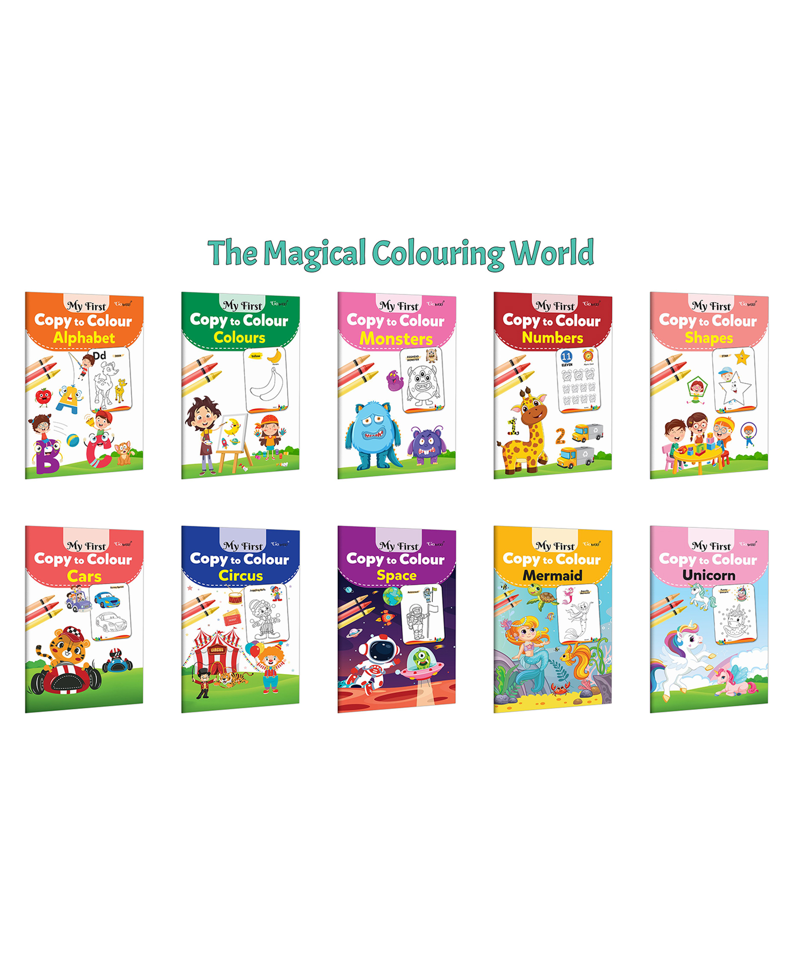 gowoo My First Copy to Colour - Alphabet, Colours, Monster, Numbers and more :- Preschool tracing & colouring, Fun activity for children, Creative learning workbook | Combo of 10 Books-picture-50