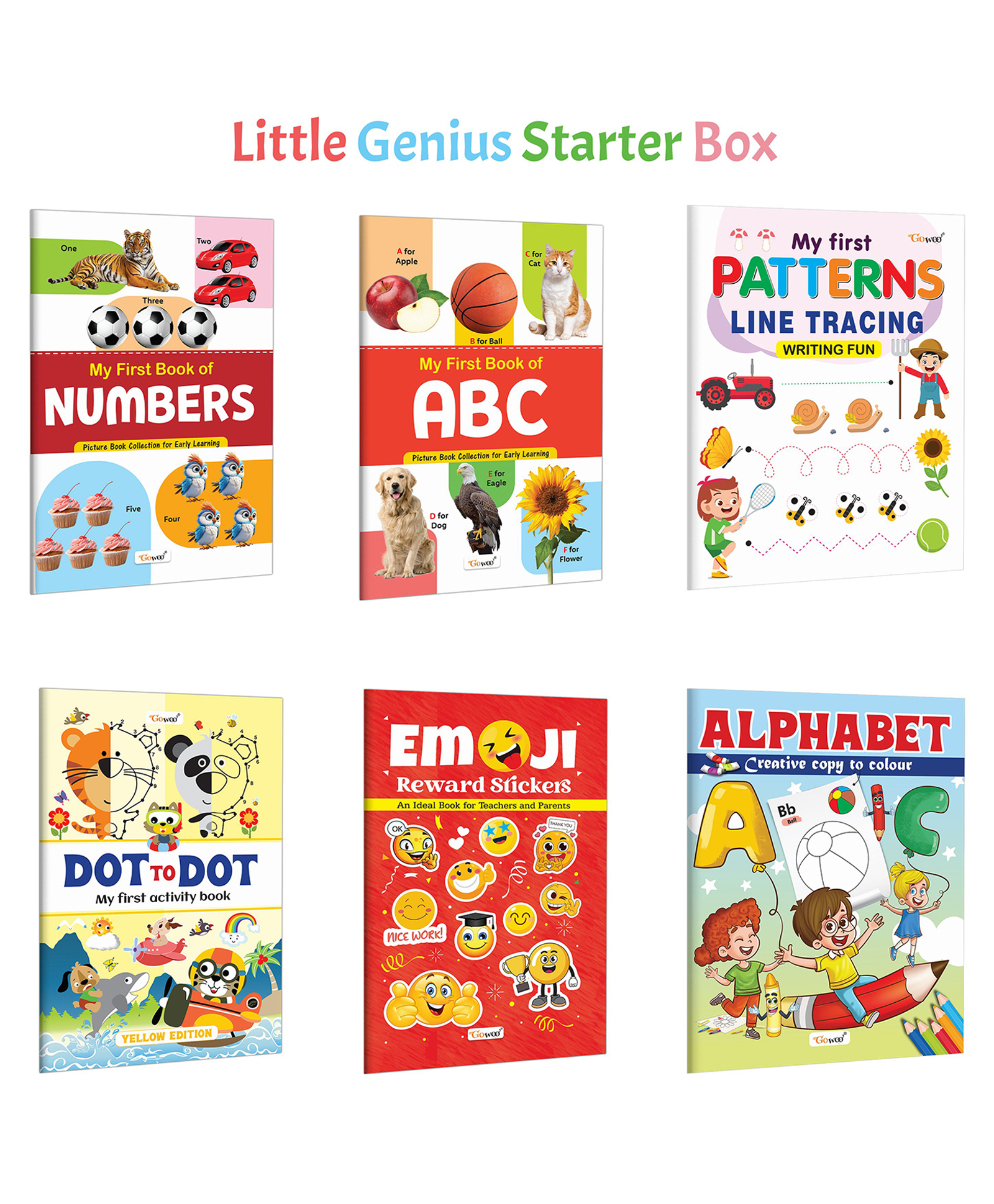 My First Book of ABC, Numbers, My First Line Tracing Patterns Writing Fun and more :- Early learning combo, Line tracing and dot to dot, Kids fun colouring, Reward stickers pack | Pack of 6 Books-image-30
