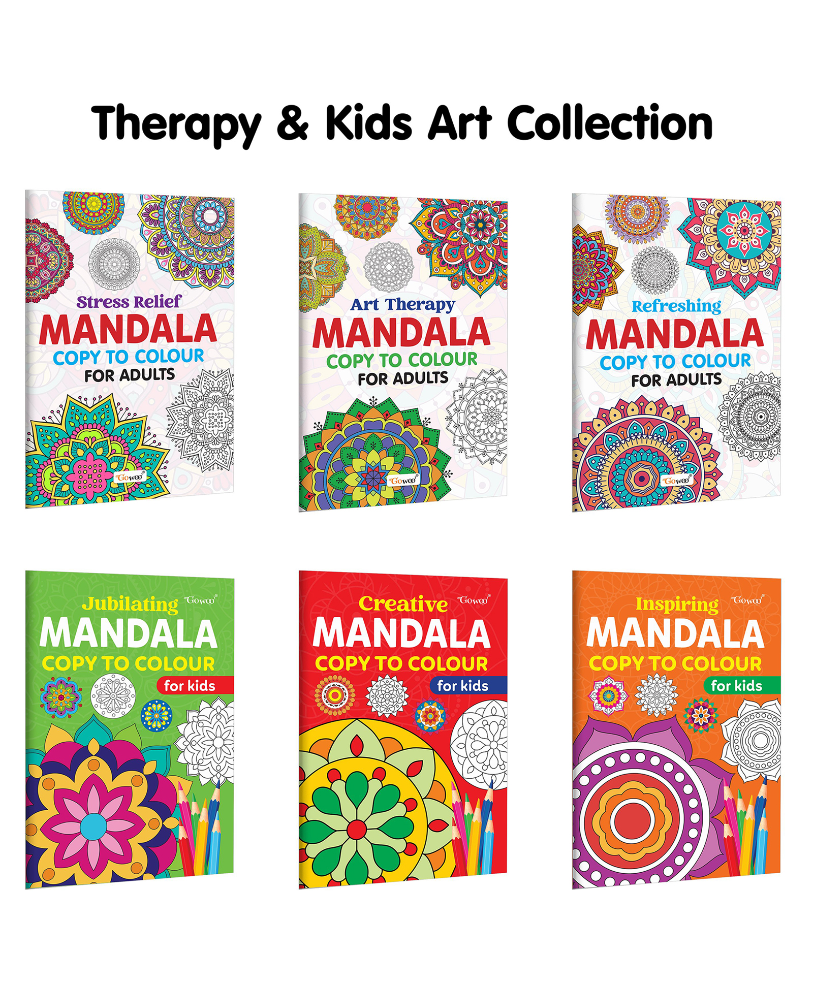 Stress Relief, Art Therapy, Refreshing - Mandala Copy to Colour for Adults & Kids and more :- Calm Mandala Art, Motivating Art Designs for Kids ,Peaceful Mandala Patterns, | Set of 6 Books-image-45