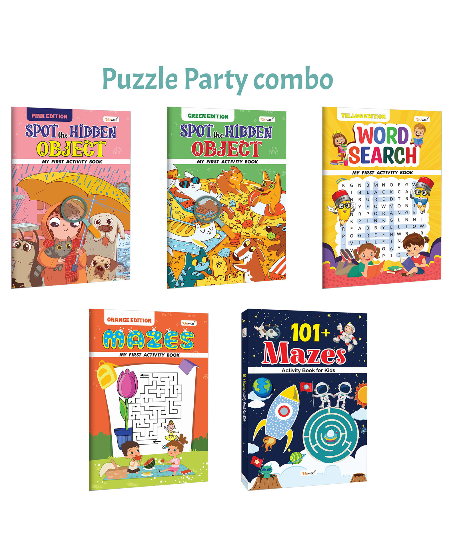 gowoo 101+ Mazes Activity Book for Kids, My First Activity Book Spot the Hidden Object- Green Edition and more :- Maze solving, hidden picture games, word search challenges for children | Combo of 5 books-picture-15