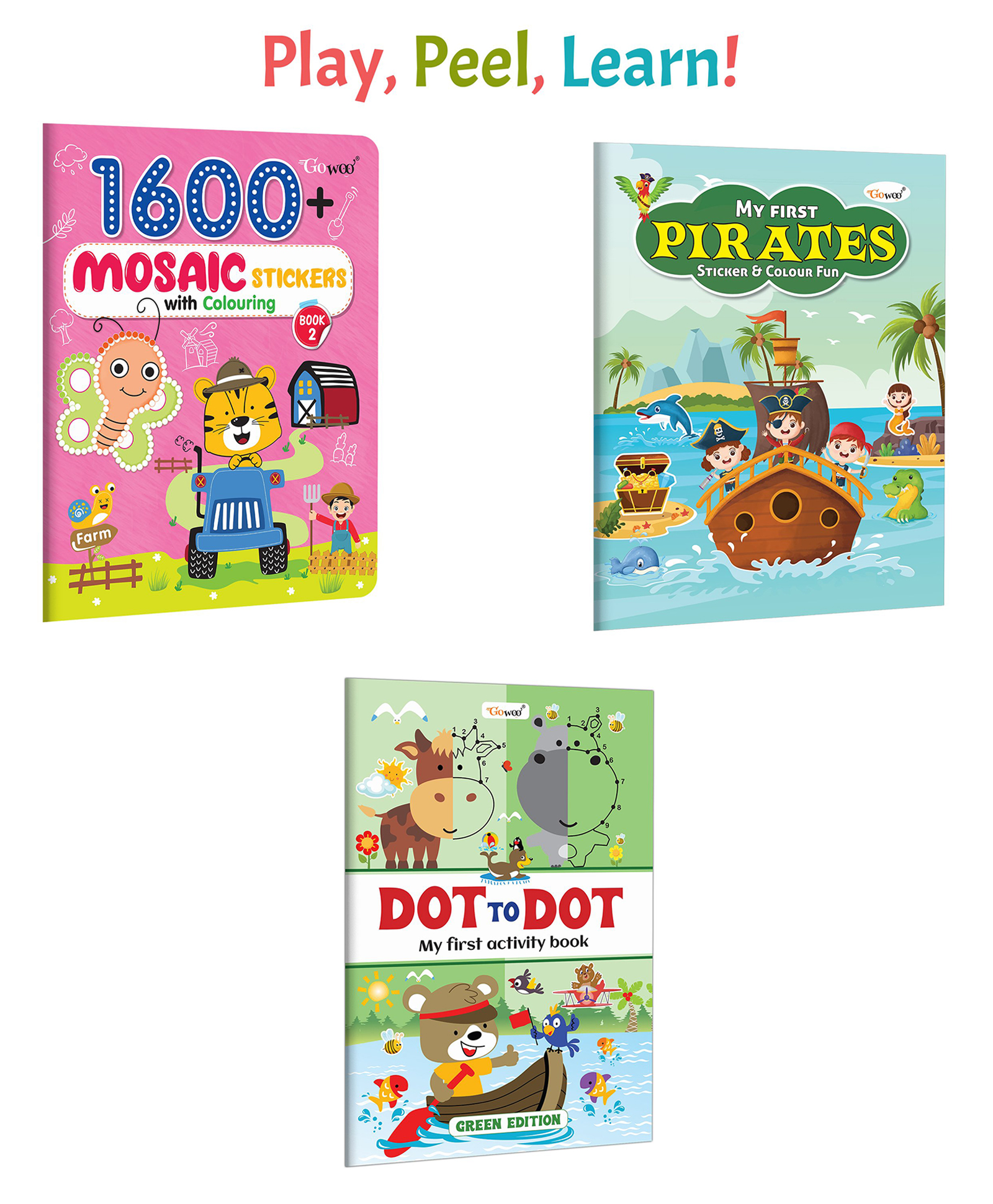 1600 Mosaic Stickers with Colouring - Book 2, My First Pirates Sticker and Colour Fun and more :- Sticker activity fun, pirates colouring and preschool dot-to-dot | Combo of 3 books-image-31
