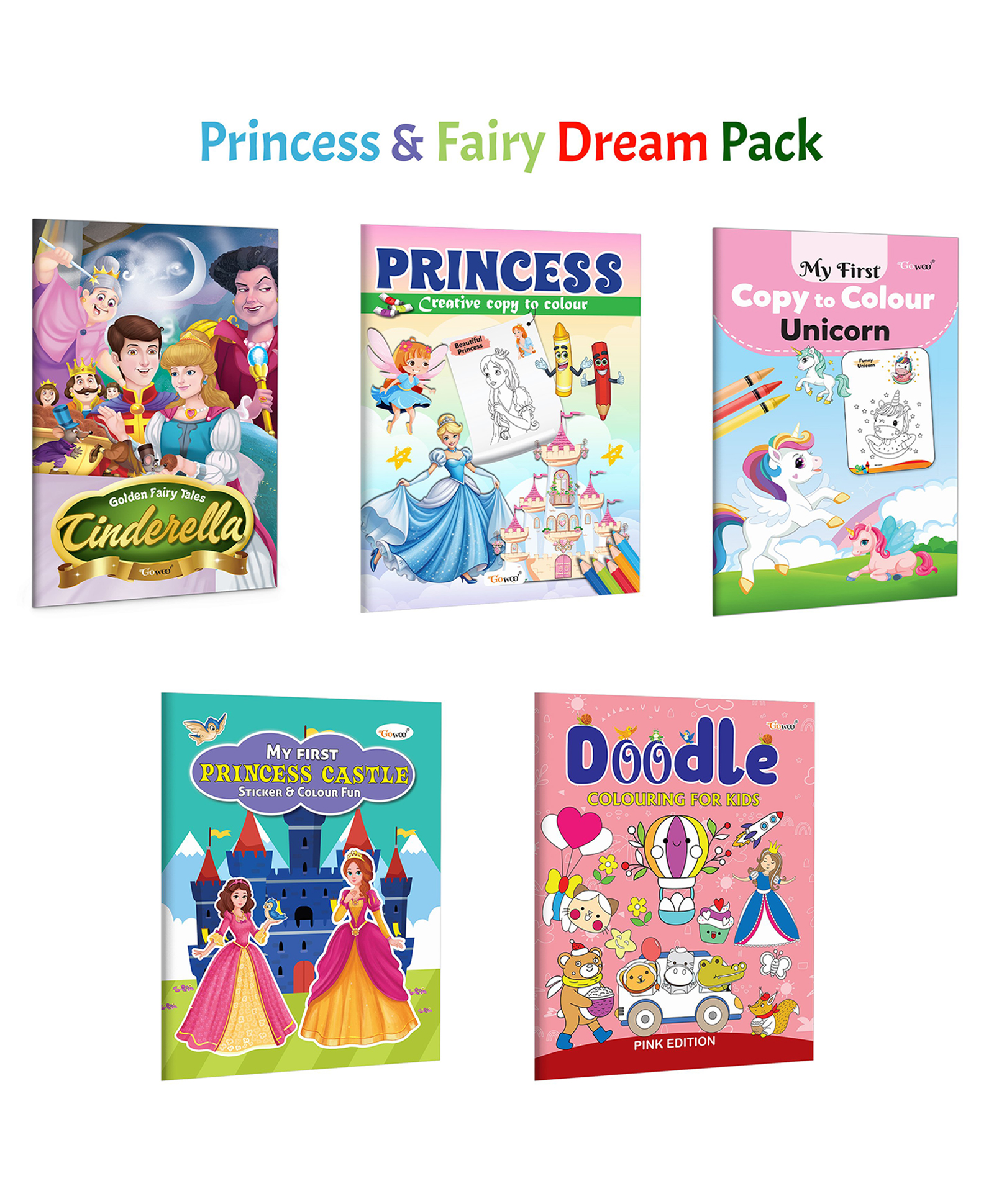 Cindrella - Golden Fairy Tales, Princess-Creative Copy to Colour and more :- Fairy tale stories, princess colouring fun, unicorn activity and doodle art | Combo of 5 books-image-19