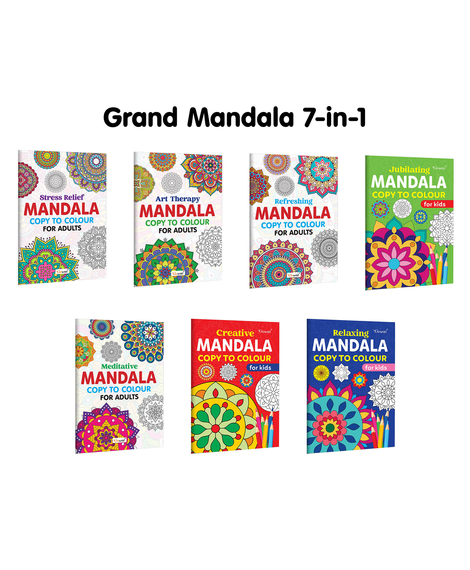 Stress Relief, Art Therapy, Refreshing- Mandala Copy to Colour for Adults & Kids and more :- Soothing Mandala Designs, Creative Mandala Designs, Mindful Colouring for Kids | Combo of 7 Books-image-7