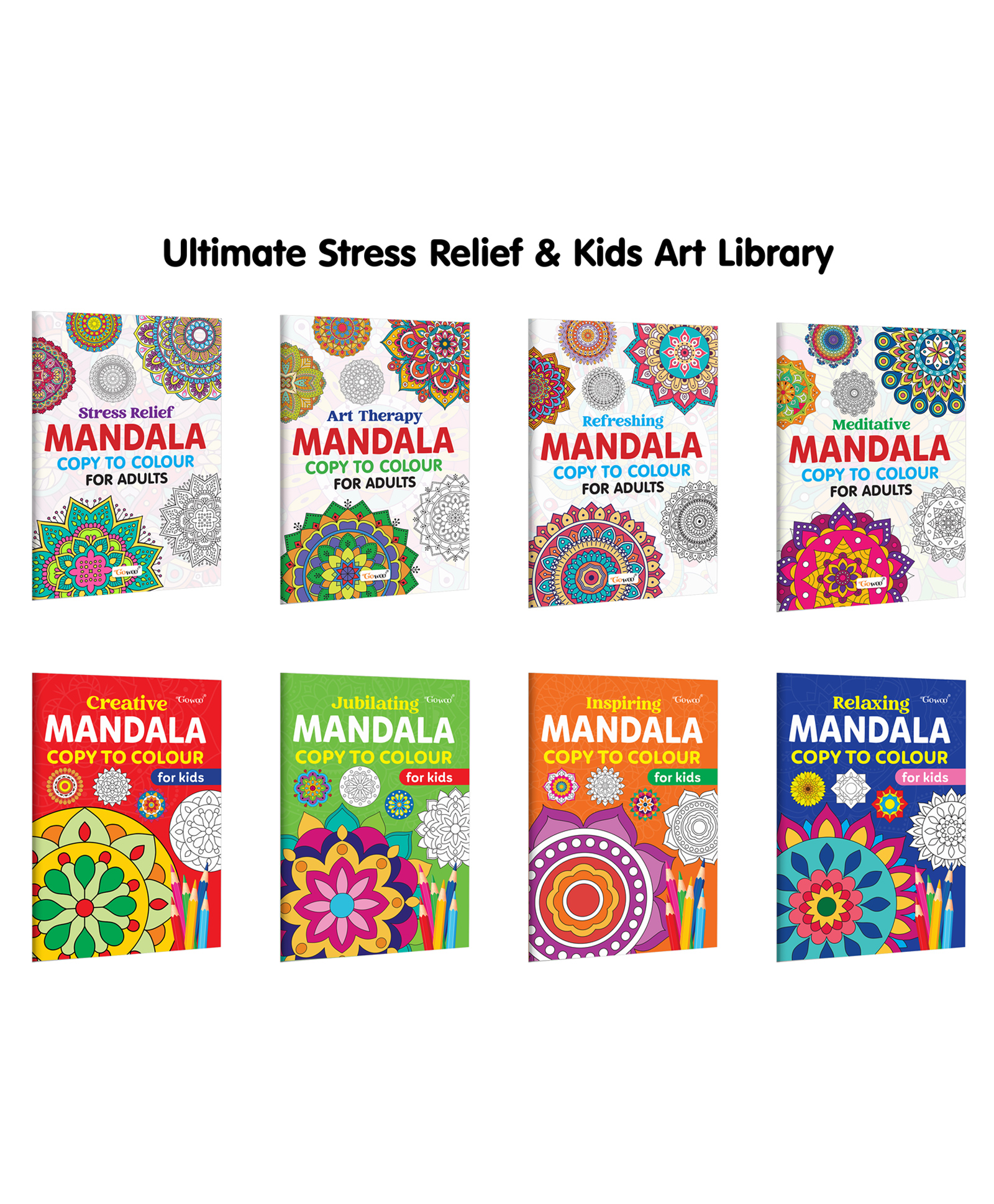 Stress Relief, Art Therapy, Refreshing - Mandala Copy to Colour for Adults & Kids and more :- Stress-Free Mandala Art, Jubilating Mandala for Kids, Refreshing Mandalas For Adults | Combo of 8 Books-image-48