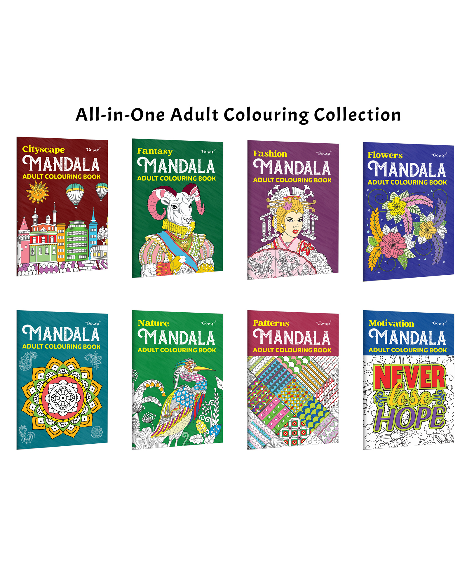 Flower, Motivation, Nature - Mandala Adult Colouring Book and more :- art pattern colouring collection, modern mandala illustration art, nature theme mandala workbook | Pack of 8 Books-image-13
