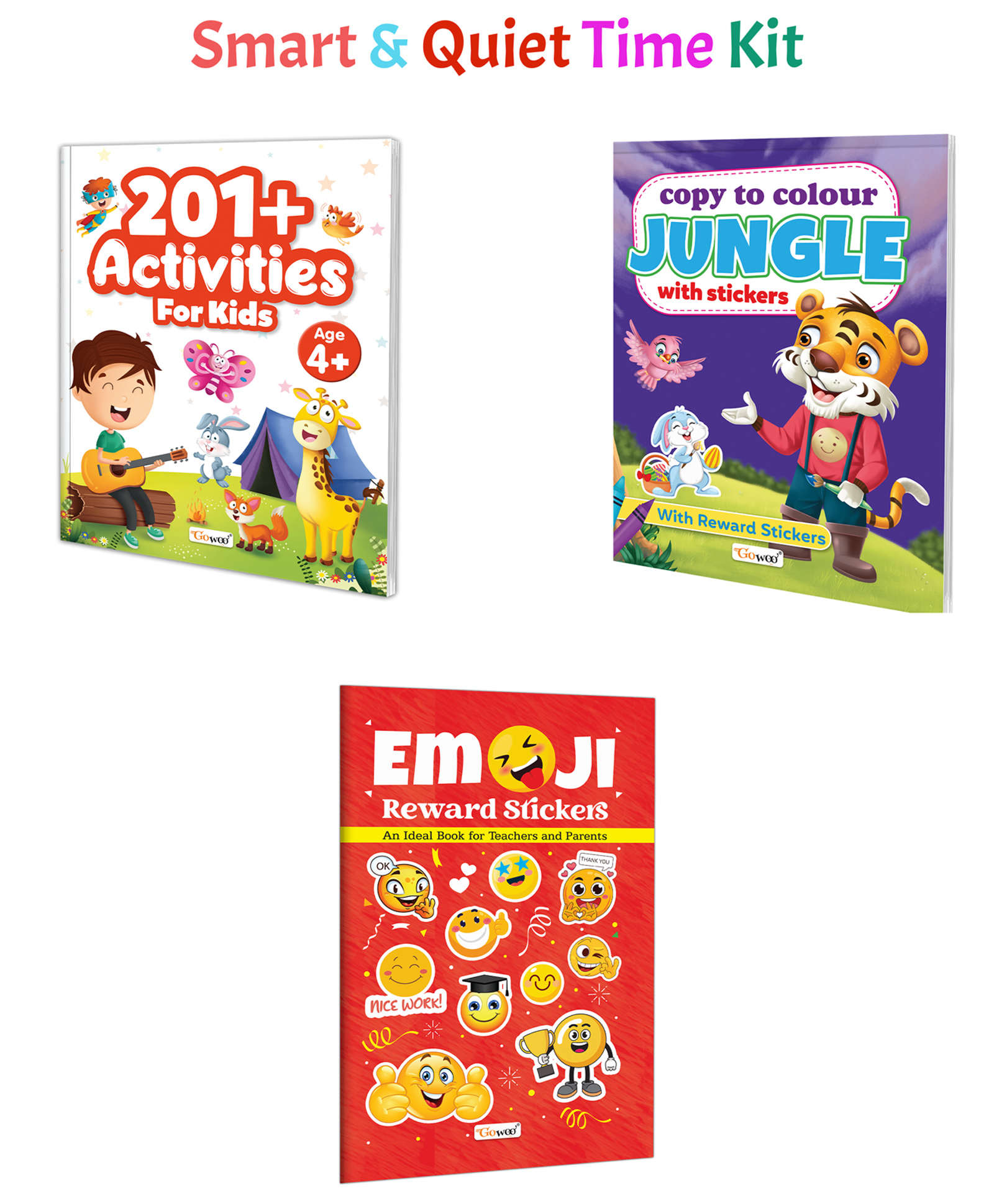 201+ Activities for Kids - Age 4+, Copy to Colour Jungle with Stickers and more :- Preschool activity pack, jungle colouring fun and emoji reward stickers | Combo of 3 books-image-49