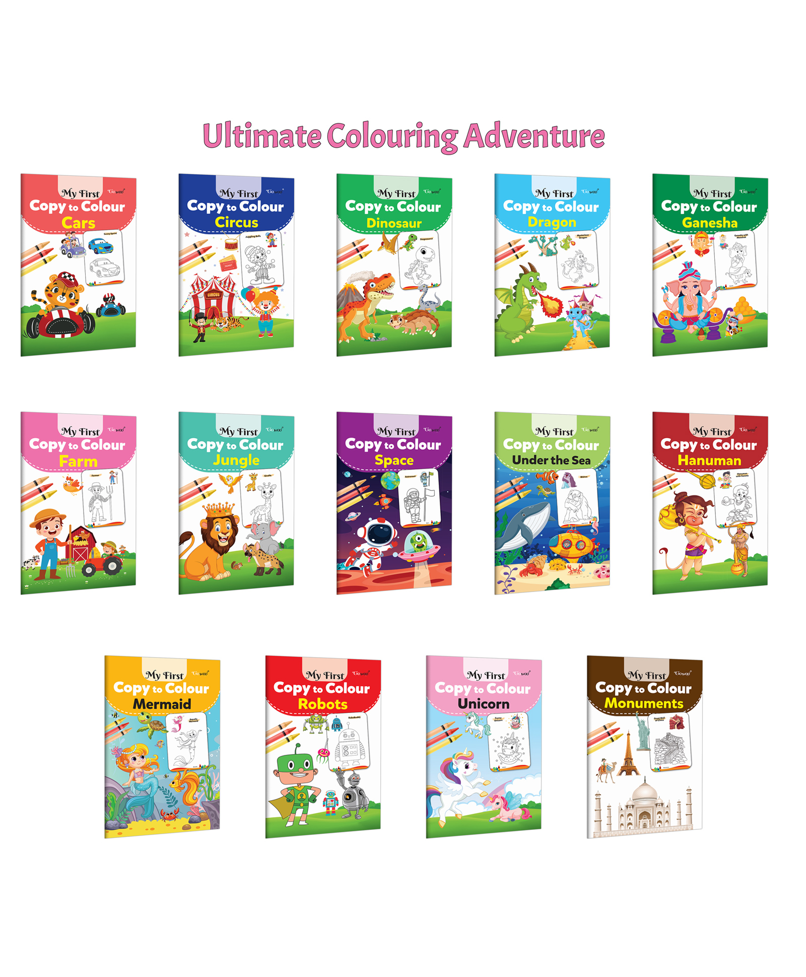 My First Copy to Colour - Cars, Circus, Dinosaur and more :- Engaging animals colouring, preschool fun combo, cultural mythology themes, creative kids set | Set of 14 books-image-22