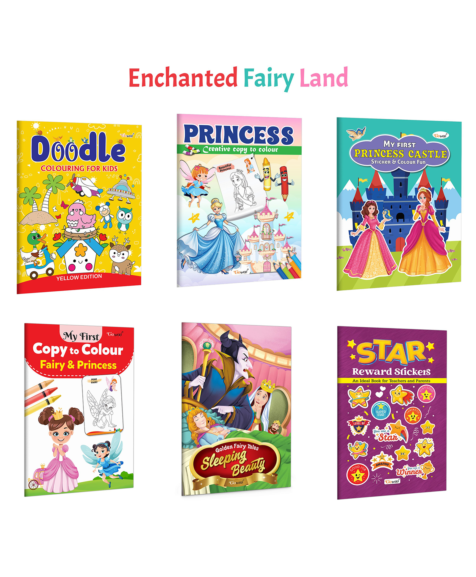 Sleeping Beauty - Golden Fairy Tales, Princess-Creative Copy to Colour and more :- Kids fairy tale colouring, princess activity book, doodle art fun with stickers | Combo of 6 books-image-9