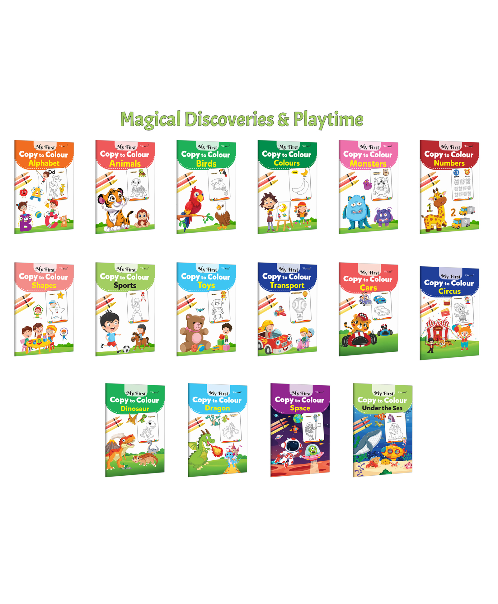 My First Copy to Colour - Alphabet, Animals, Birds, Colours and more :- Early learning colouring fun, Creative preschool activity, Kids educational workbook | Pack of 16 Books-image-37