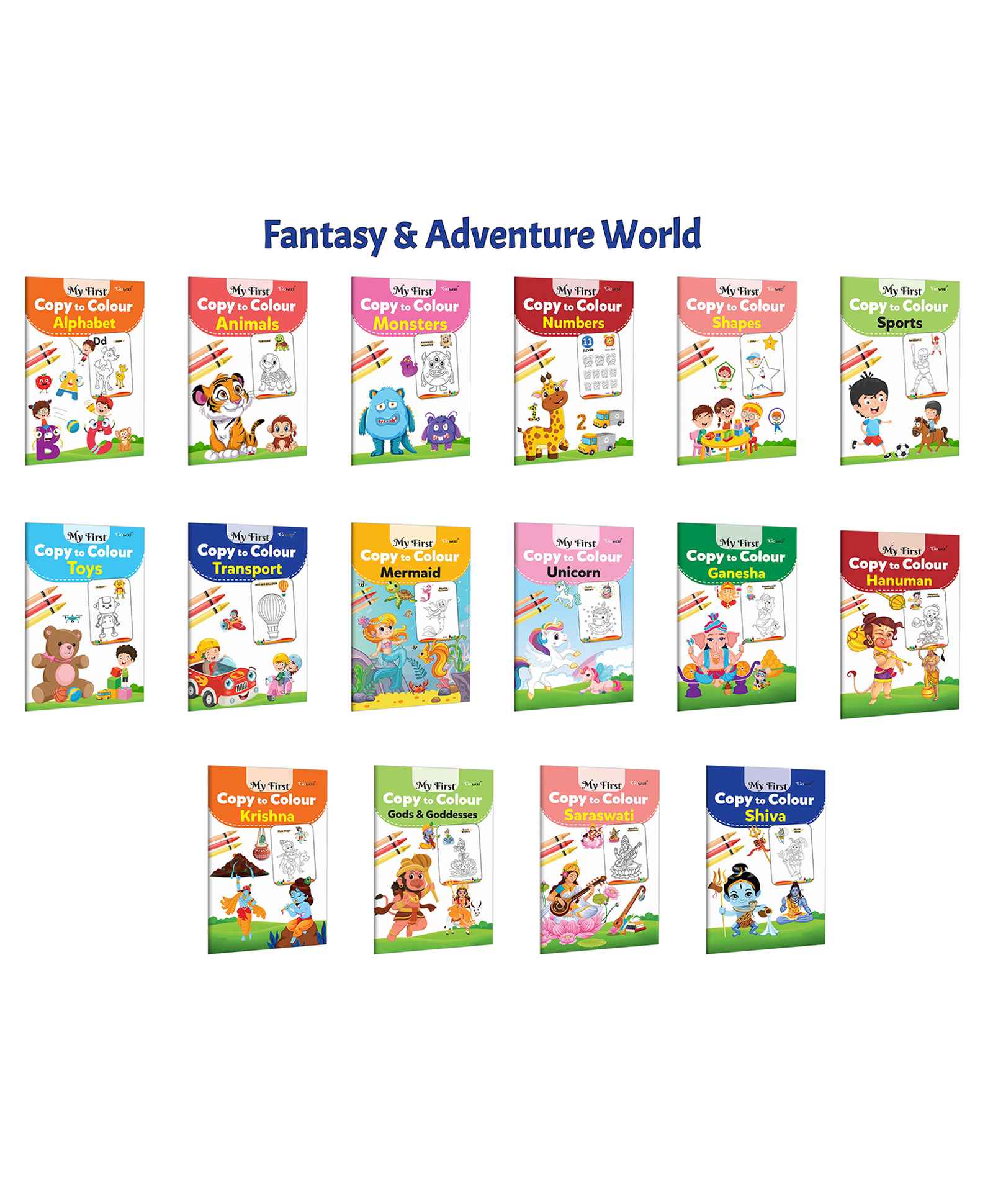 My First Copy to Colour - Alphabet, Animals, Monster, Numbers and more :- Preschool educational colouring, Creative kids workbook, Mythology & fantasy fun | Pack of 16 Books-image-26