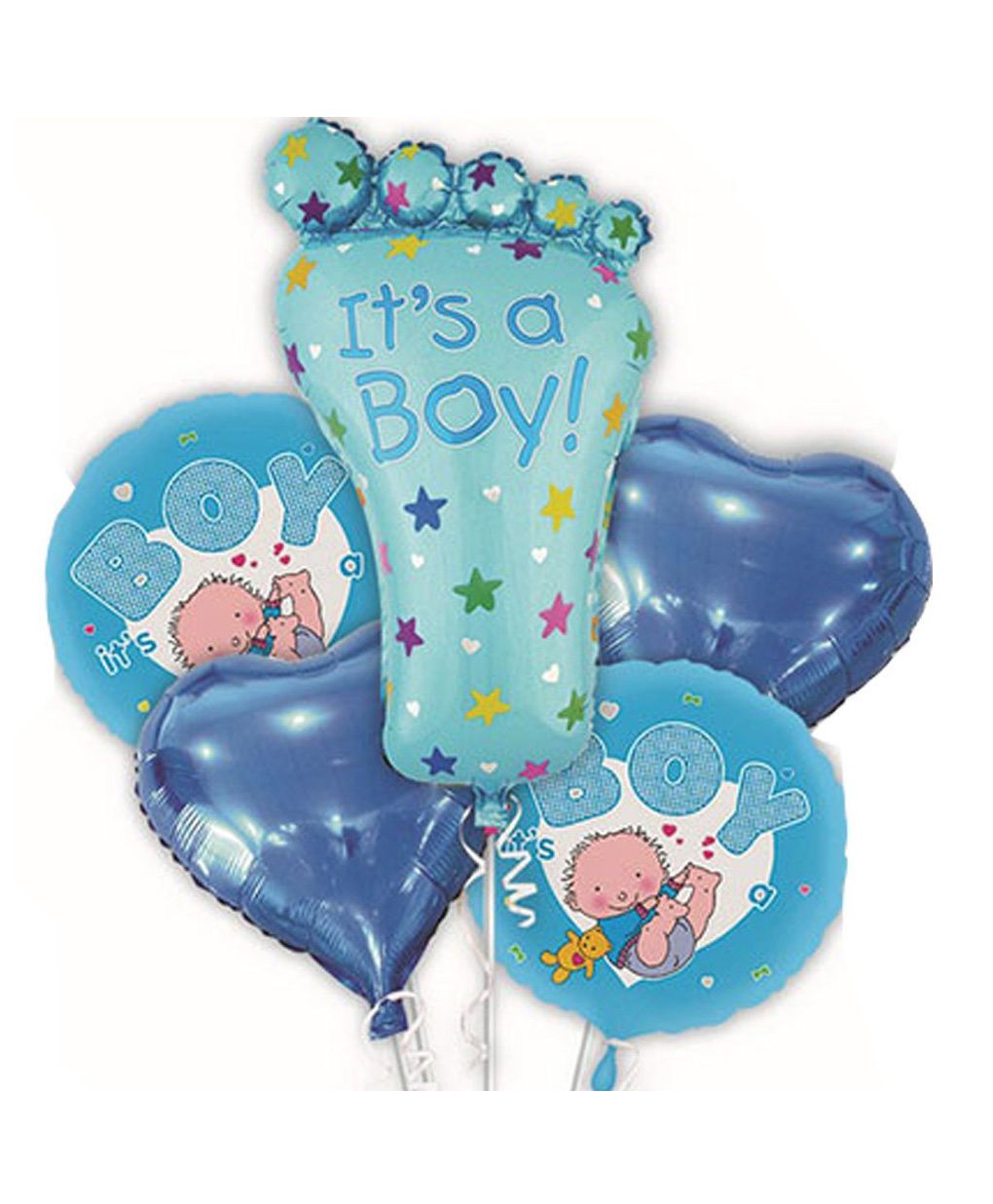 Amfin Baby Footprint It's A Boy Foil Balloon Pack of 5 - Blue-picture-19