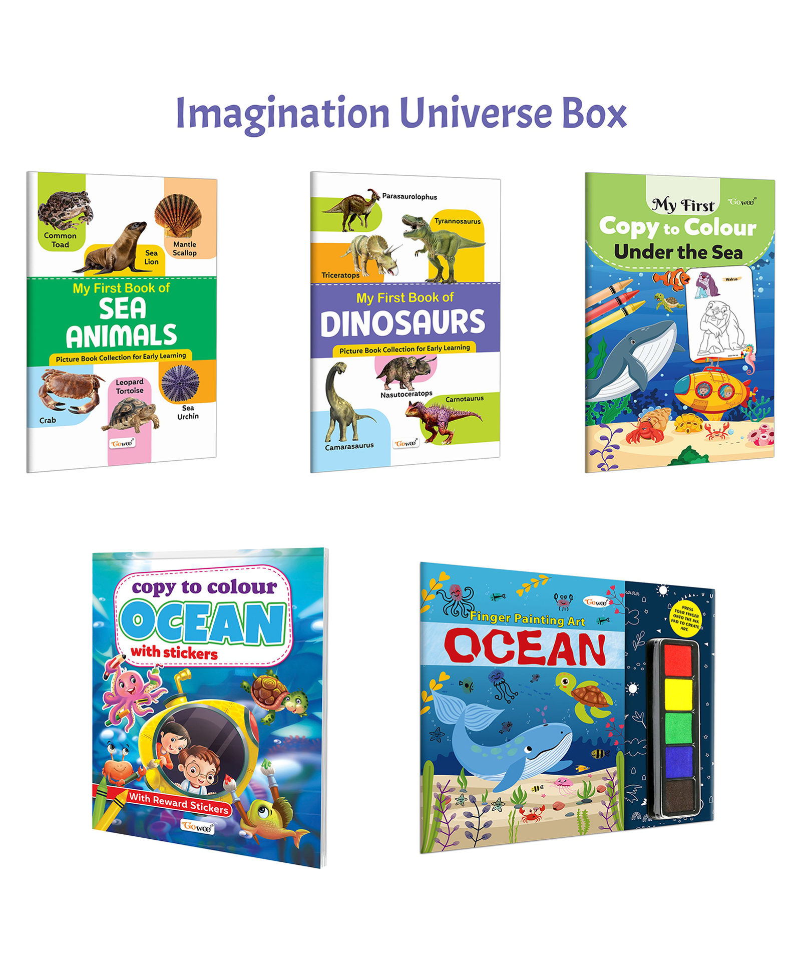 My First Book Of: Dinosaurs, Sea Animals and more :- Ocean & dinosaur fun, Kids copy to colour, Creative sea adventure, Storytime activity set | Combo of 5 Books-image-45