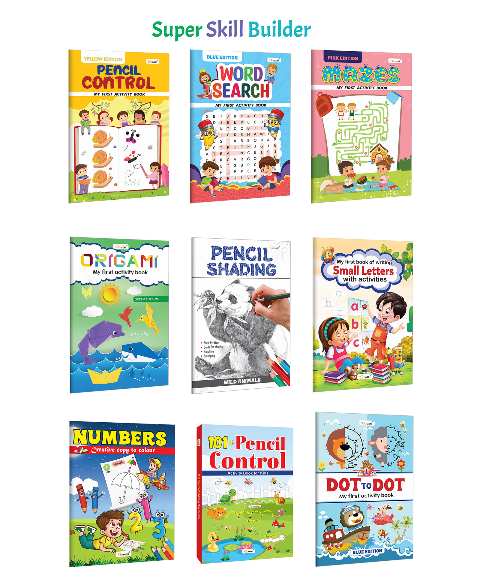 My First Activity Book: Pencil Control- Yellow Edition, Word Search- Blue Edition and more :- Kids activity pack, Pencil control practice, Creative origami & shading | Set of 9 Books-image-20
