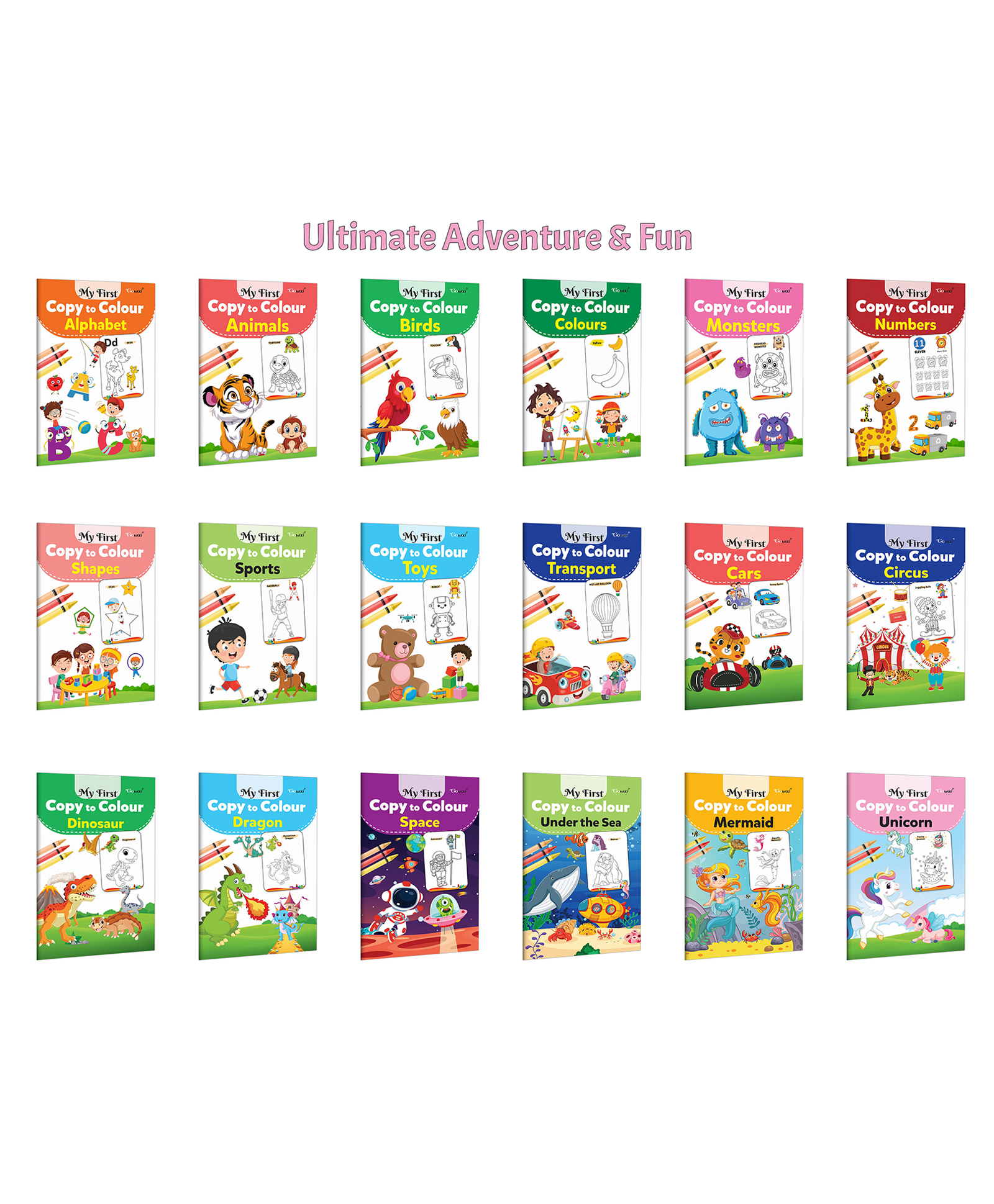 gowoo My First Copy to Colour - Alphabet, Animals, Birds, Colours and more :- Preschool activity colouring, Creative learning workbook, Kids educational fun | Set of 18 Books-picture-39