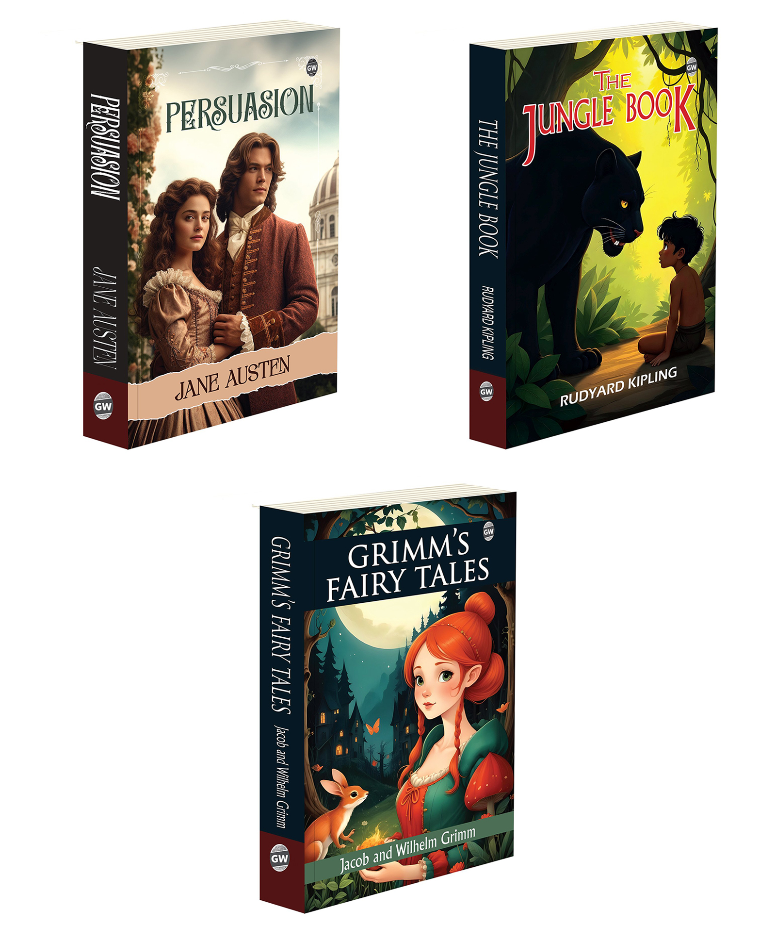 Persuasion, The Jungle Book (Paperback) and The Complete Grimms' Fairy Tales (Paperback) :- Austen novel combo, children's adventure set, fairy tale pack, English literature classics | Set of 3 books-image-44