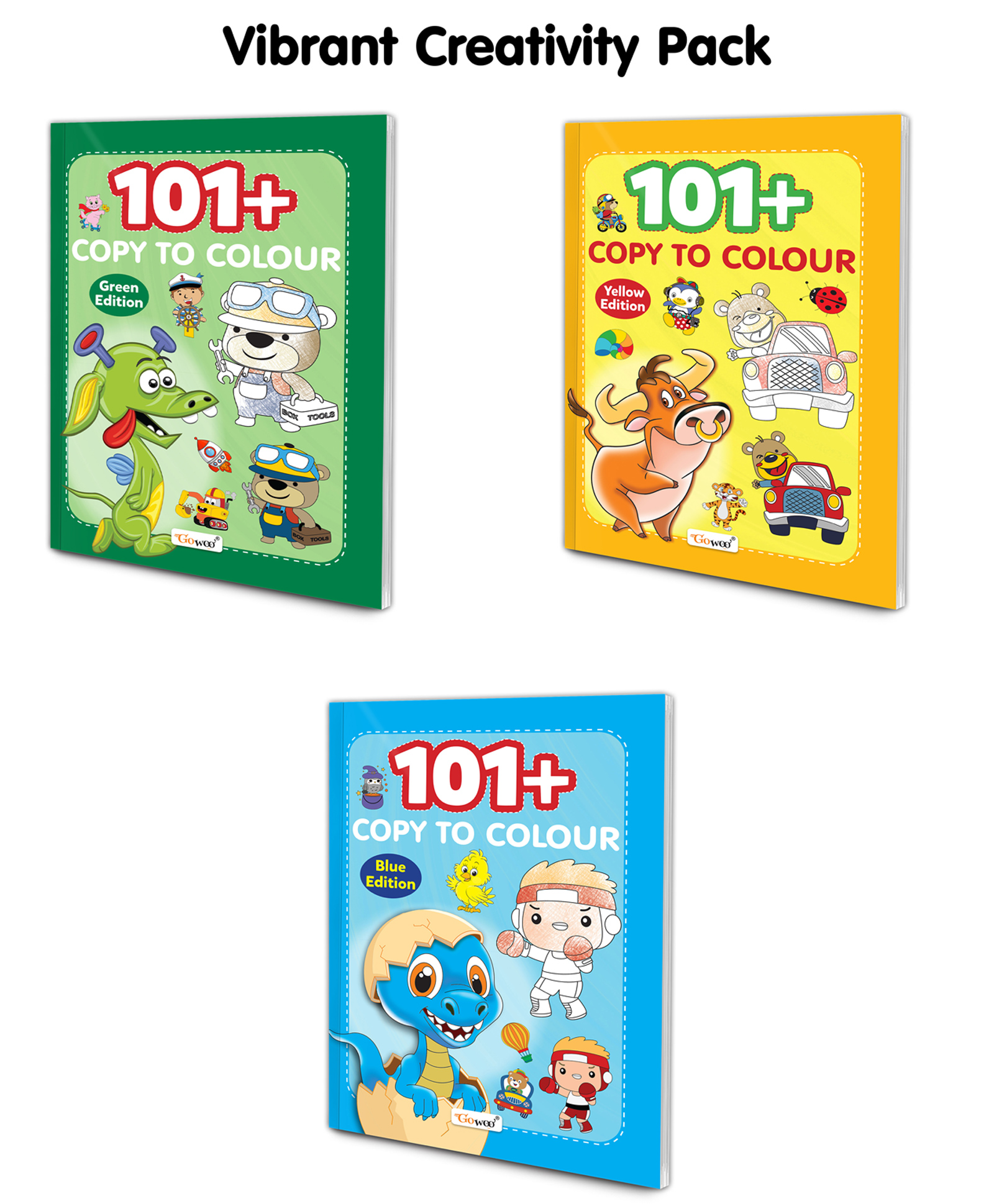 gowoo 101+ Copy to Colour - Blue, Green & Yellow Edition :- Exciting Colouring Books for L.K.G, Creative Colouring Fun for Children, Interactive Colouring Exploration for Young Minds | Set of 3 Books-picture-11