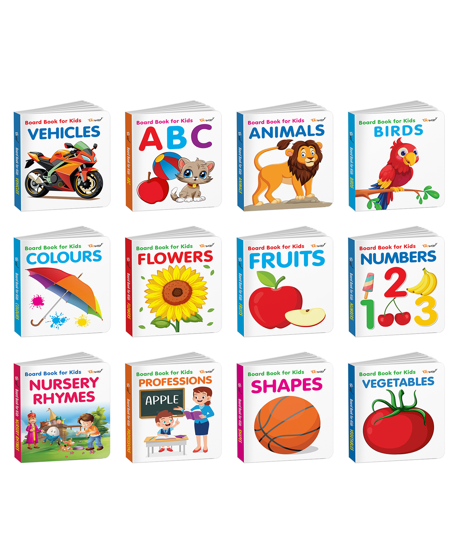 ABC, Animals, Birds and more - Board Book For Kids :- fruits and vegetables names learning book for kids, bright board book for kindergarten, fun learning board books for toddlers | Pack of 12 Books-image-22