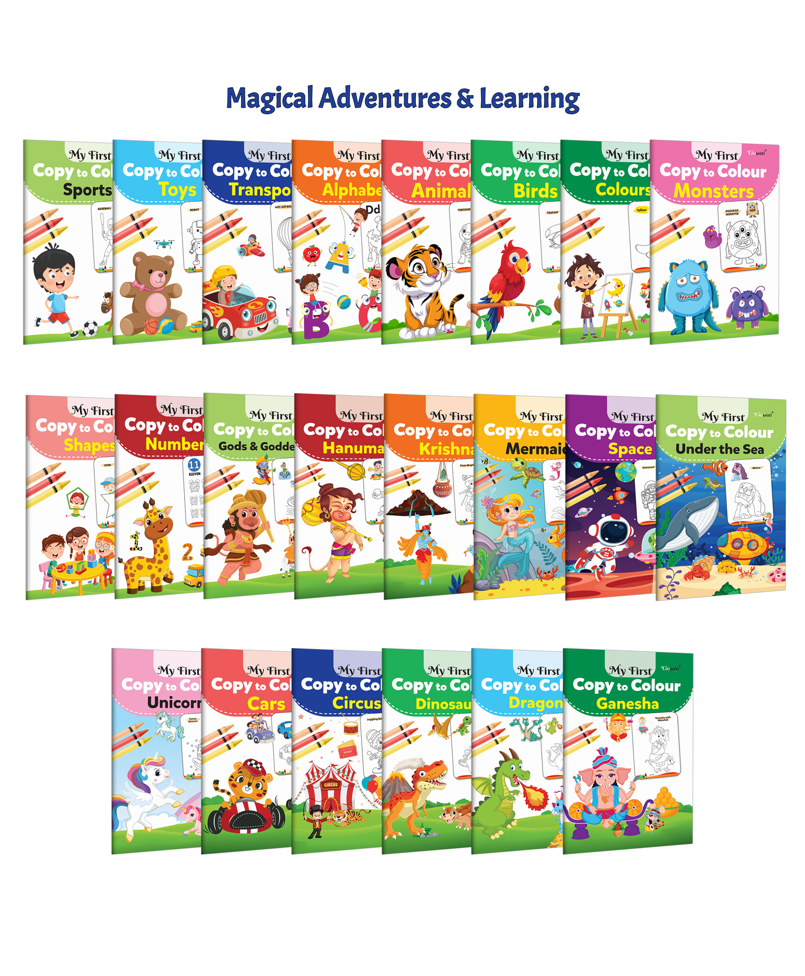 My First Copy to Colour - Alphabet, Animals, Birds, Colours and more :- Preschool mythology colouring, Fantasy & learning workbook, Kids creative fun | Pack of 22 Books-image-36