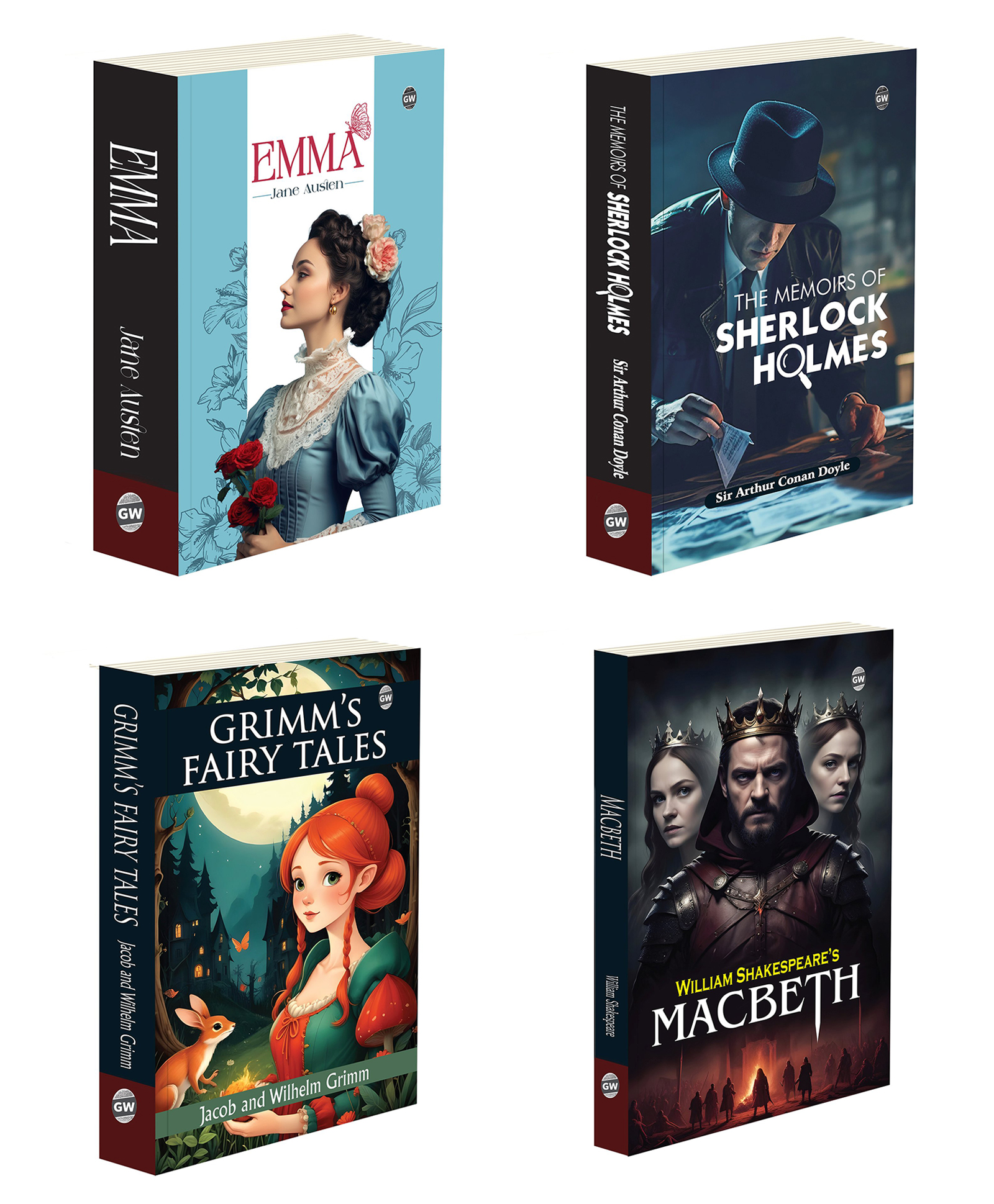 Emma, The Memoirs Of Sherlock Holmes, The Complete Grimms' Fairy Tales (Paperback) and Macbeth (Paperback) :- Jane Austen combo, Sherlock Holmes set, fairy tale pack | Set of 4 books-image-37