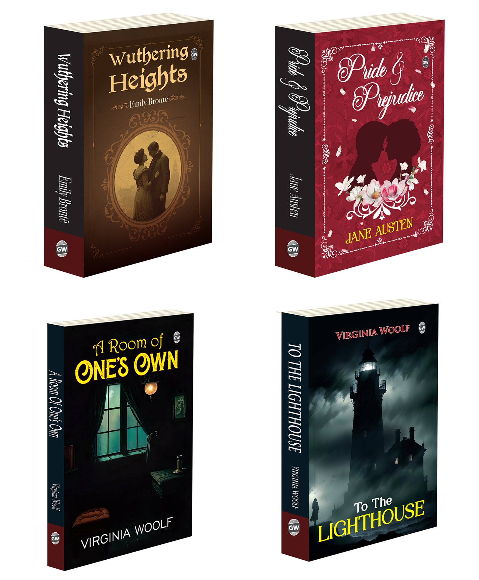 Wuthering Heights, Pride And Prejudice, A Room Of One's Own (Paperback) and To The Lighthouse (Paperback) :- Gothic romance combo, Austen classic set, feminist literature pack | Pack of 4 books-image-20