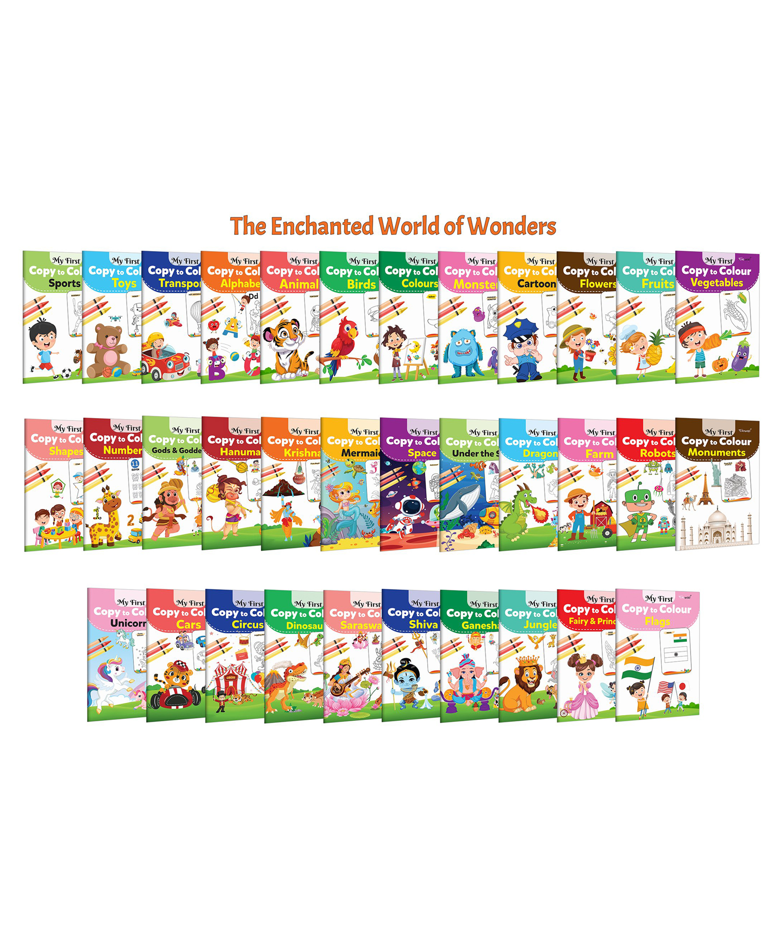 My First Copy to Colour - Alphabet, Animals, Birds, Cartoons and more :- Mega colouring activity, Preschool creative workbook, Educational fun for kids | Combo of 34 Books-image-49