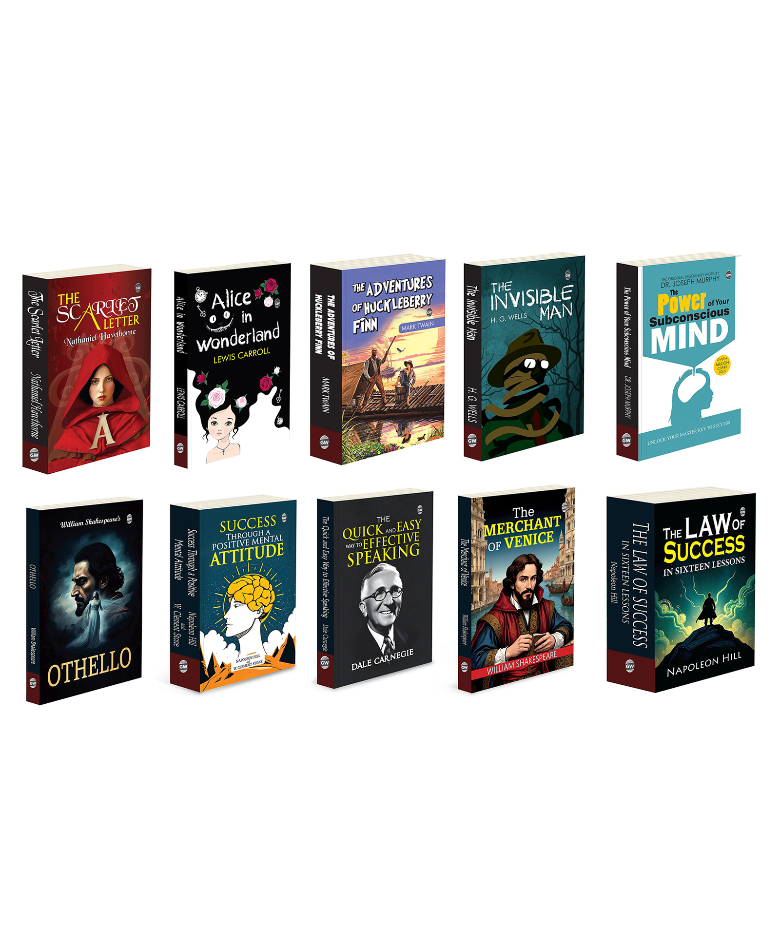 gowoo The Scarlet Letter, Alice In Wonderland, The Adventure Of Huckleberry Finn and more :- Classic literature novels, children's adventure stories, motivational self-help books | Pack of 10 books-picture-16