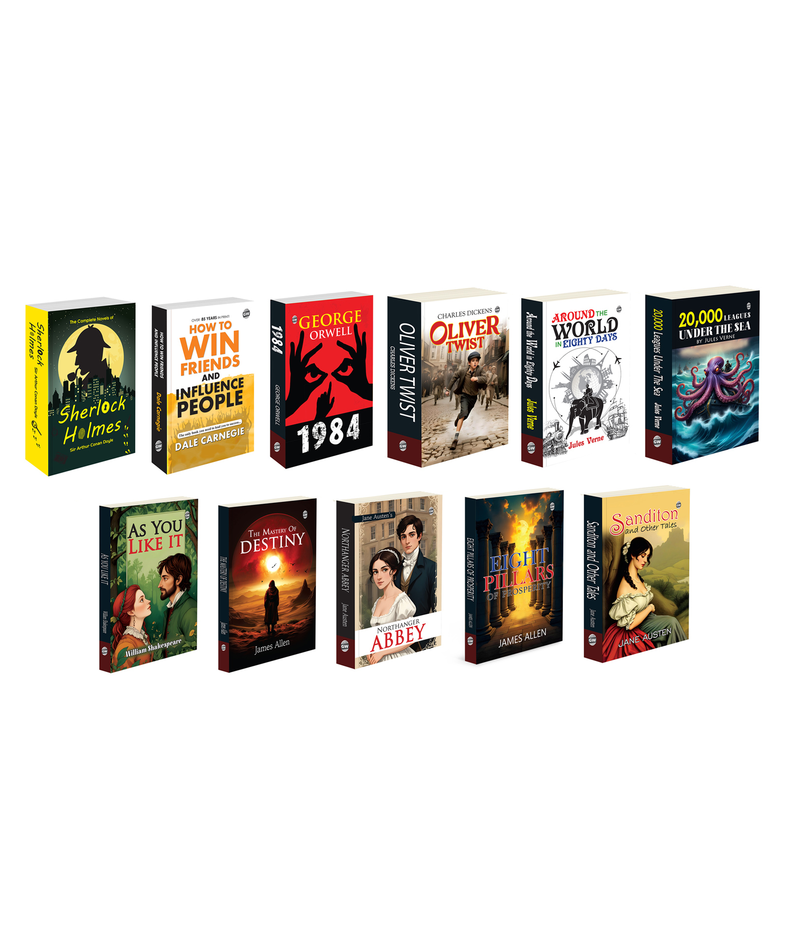 The Complete Novel of Sherlock Holmes, How To Win Friends And Influence People, 1984 and more :- detective mysteries, classic Dickensian novel, adventurous world voyages | Pack of 11 books-image-13