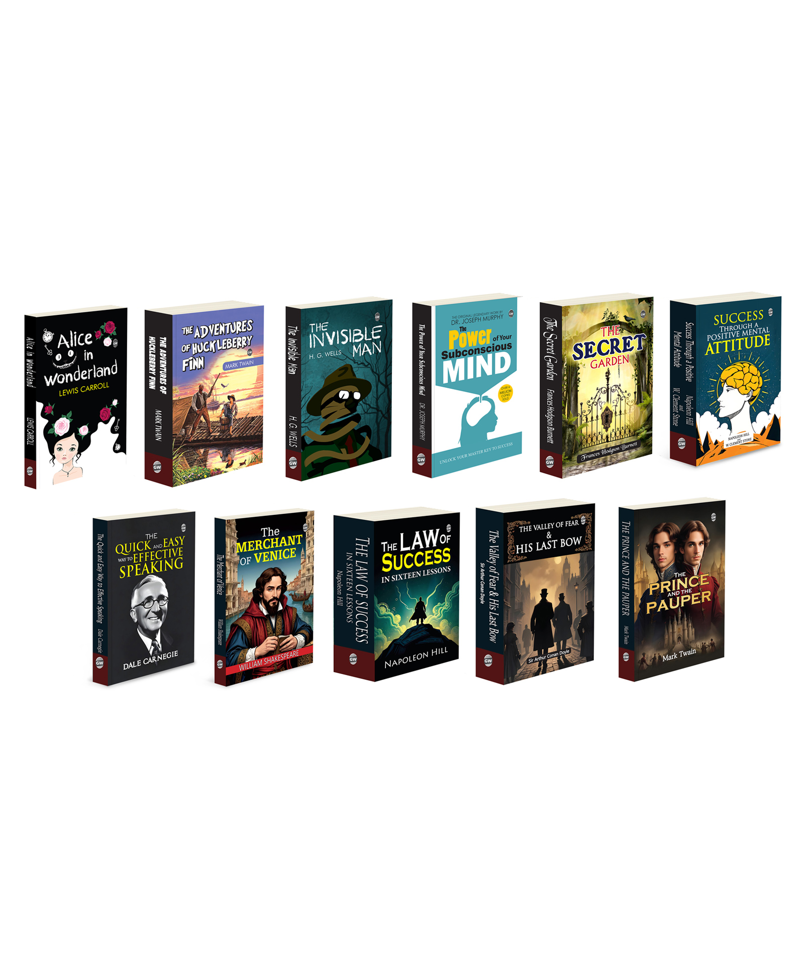 gowoo Alice In Wonderland, The Adventure Of Huckleberry Finn, The Invisible Man and more :- Children's fantasy adventure, American classics, H.G. Wells science fiction | Pack of 11 books-picture-10