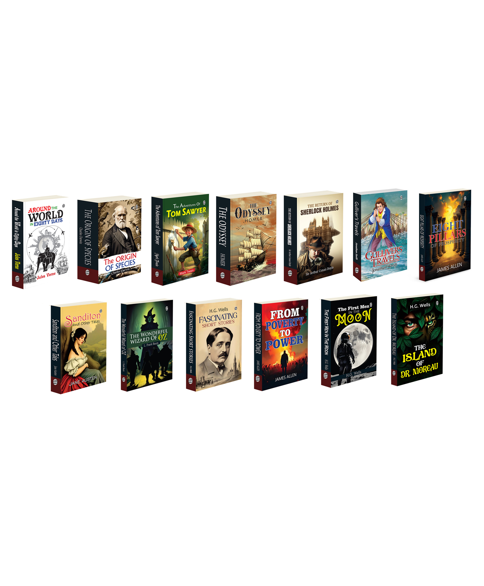 Around the World in Eighty Days, The Origin of Species, The Adventures of Tom Sawyer and more :- global travel fiction, American childhood classic, visionary early science fiction | Set of 13 books-image-22