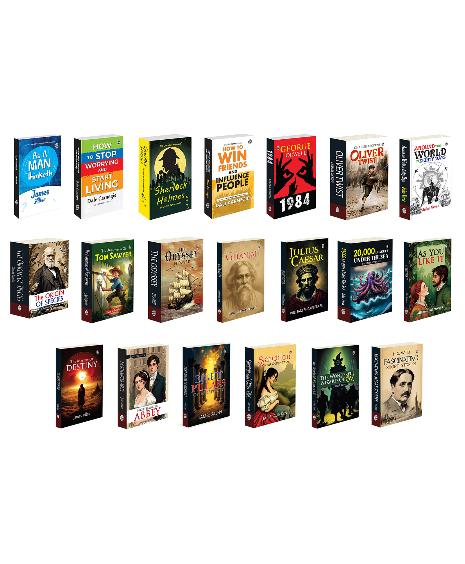 As A Man Thinketh, How to Stop Worrying and Start Living, The Complete Novel of Sherlock Holmes and more :- mind mastery, positive living, legendary adventures | Combo of 20 books-image-3