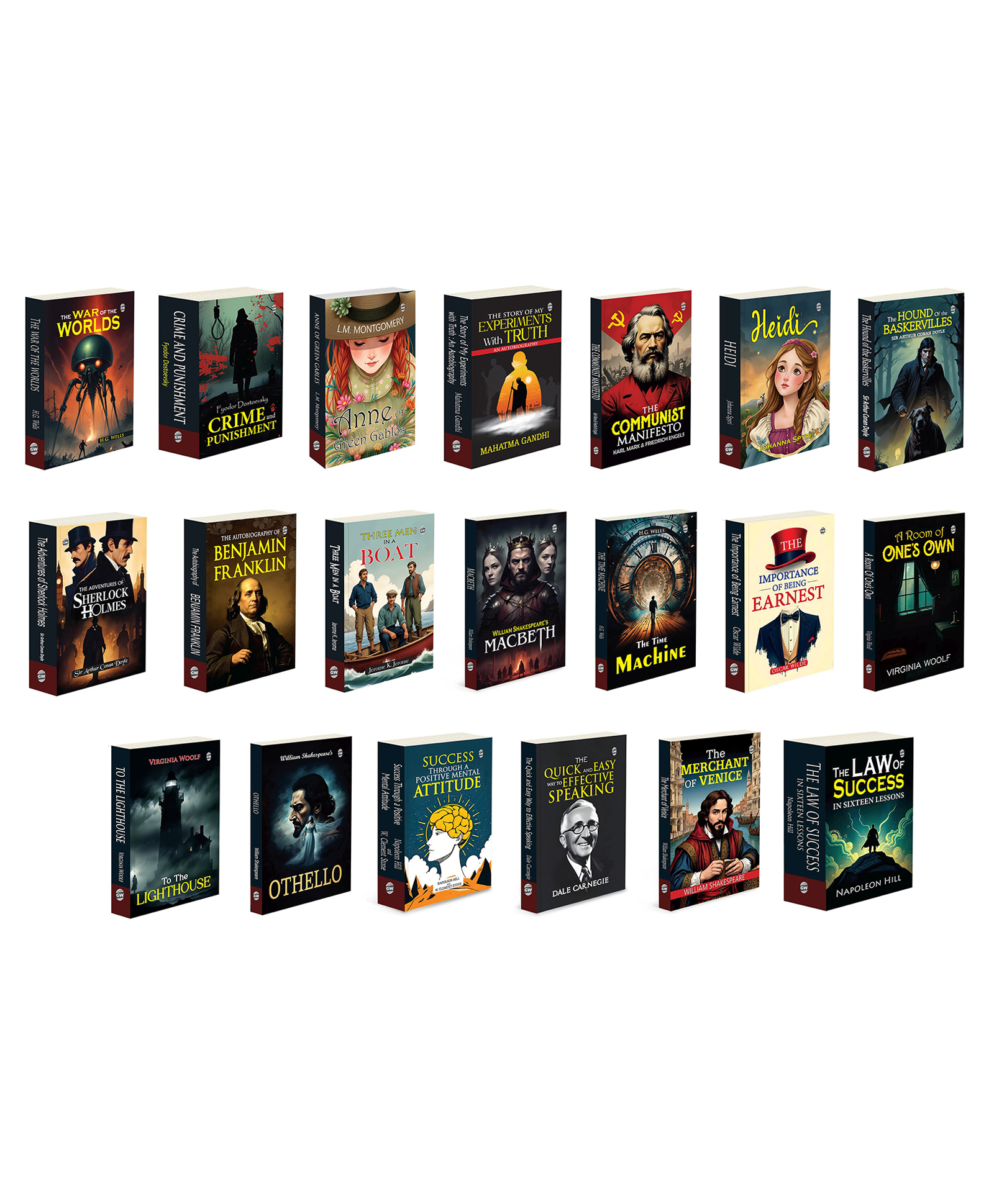 The War of the Worlds, Crime and Punishment, Anne of Green Gables and more :- alien invasion sci-fi, heartwarming family tale, political manifestos, witty comedies, success guides | Pack of 20 books-image-39
