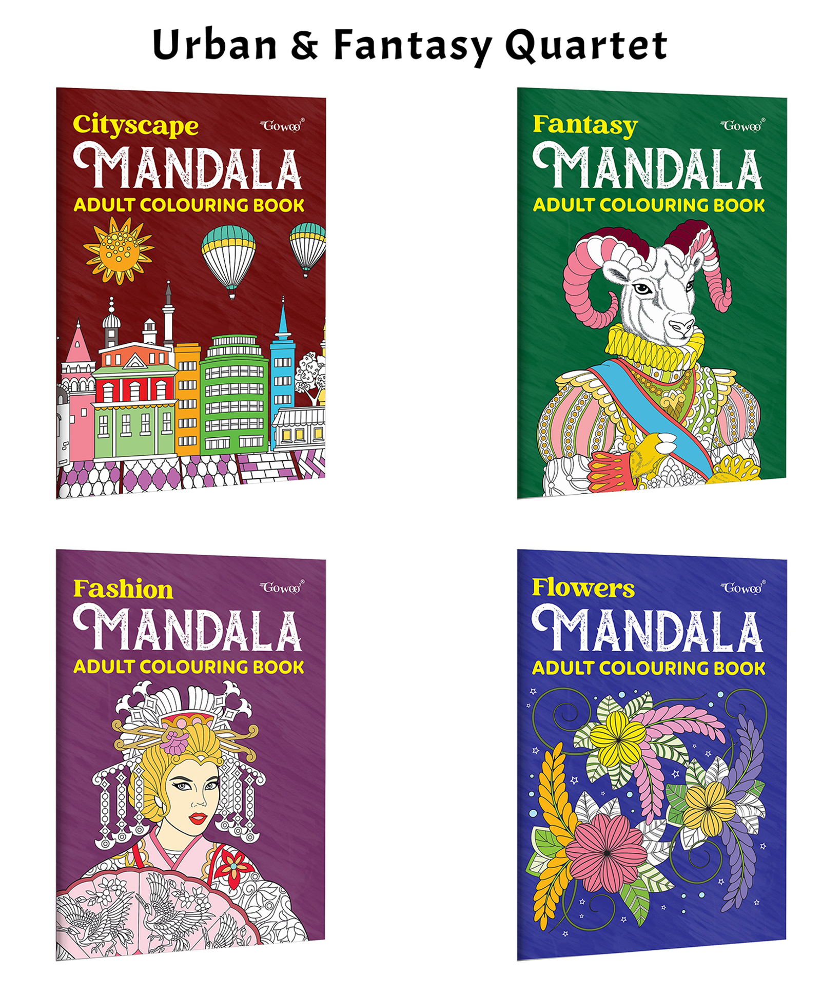 Cityscape, Fantasy, Flower - Mandala Adult Colouring Book and more :- aesthetic mandala collection, mandala colouring book for adults, stress free art book | Set of 4 Books-image-10