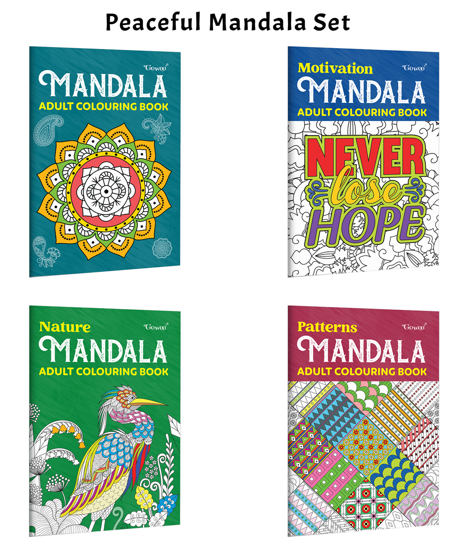 Mandala, Motivation, Nature - Mandala Adult Colouring Book and more :- peaceful art collection for adults, nature inspired mandalas, positive theme art book, relaxing activity set | Pack of 4 Books-image-6