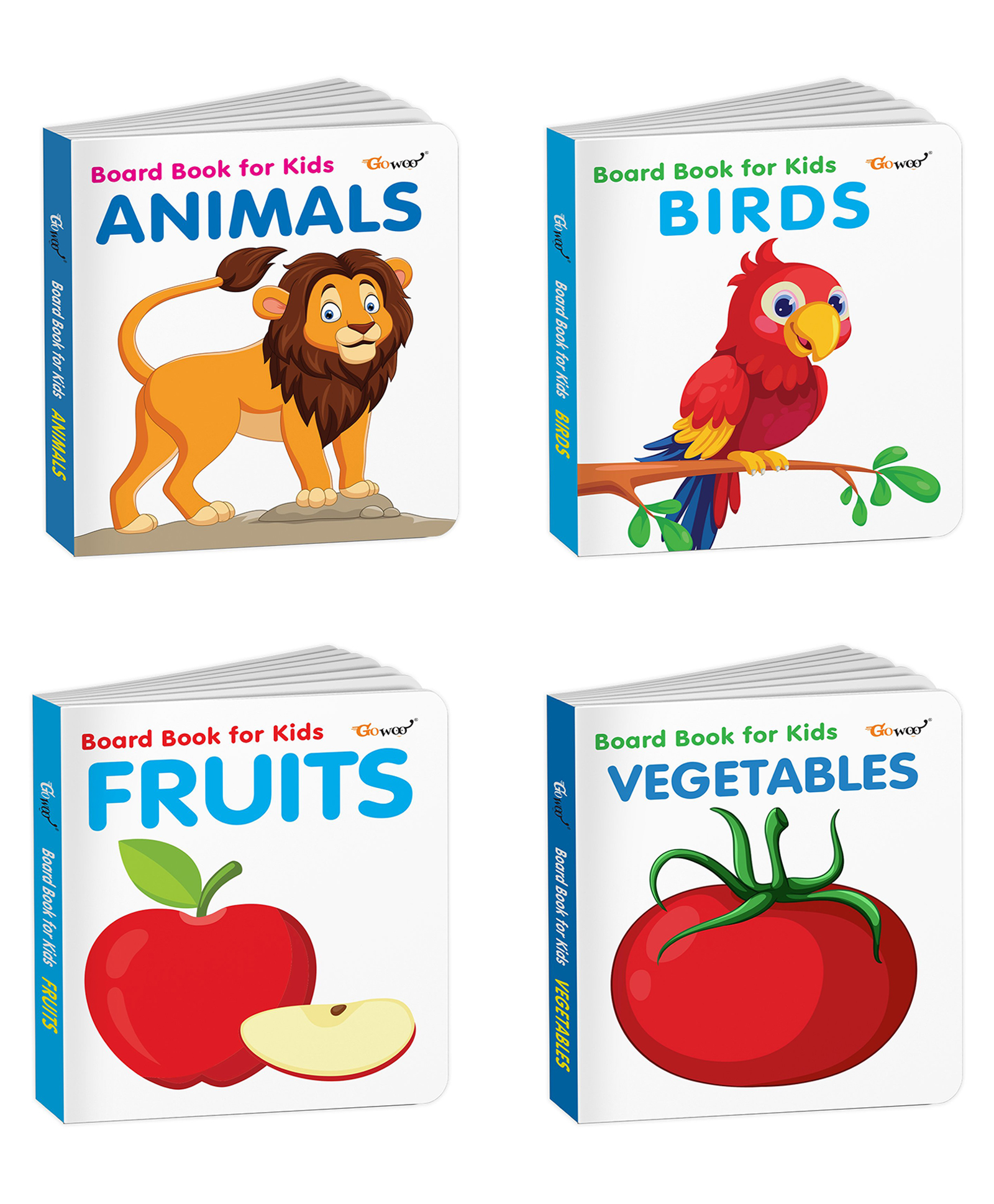 gowoo Animals, Birds, Fruits and more - Board Book for Kids :- animal picture learning book for toddlers, vegetable names picture learning book, cute birds and animals picture book | Set of 4 Books-picture-13