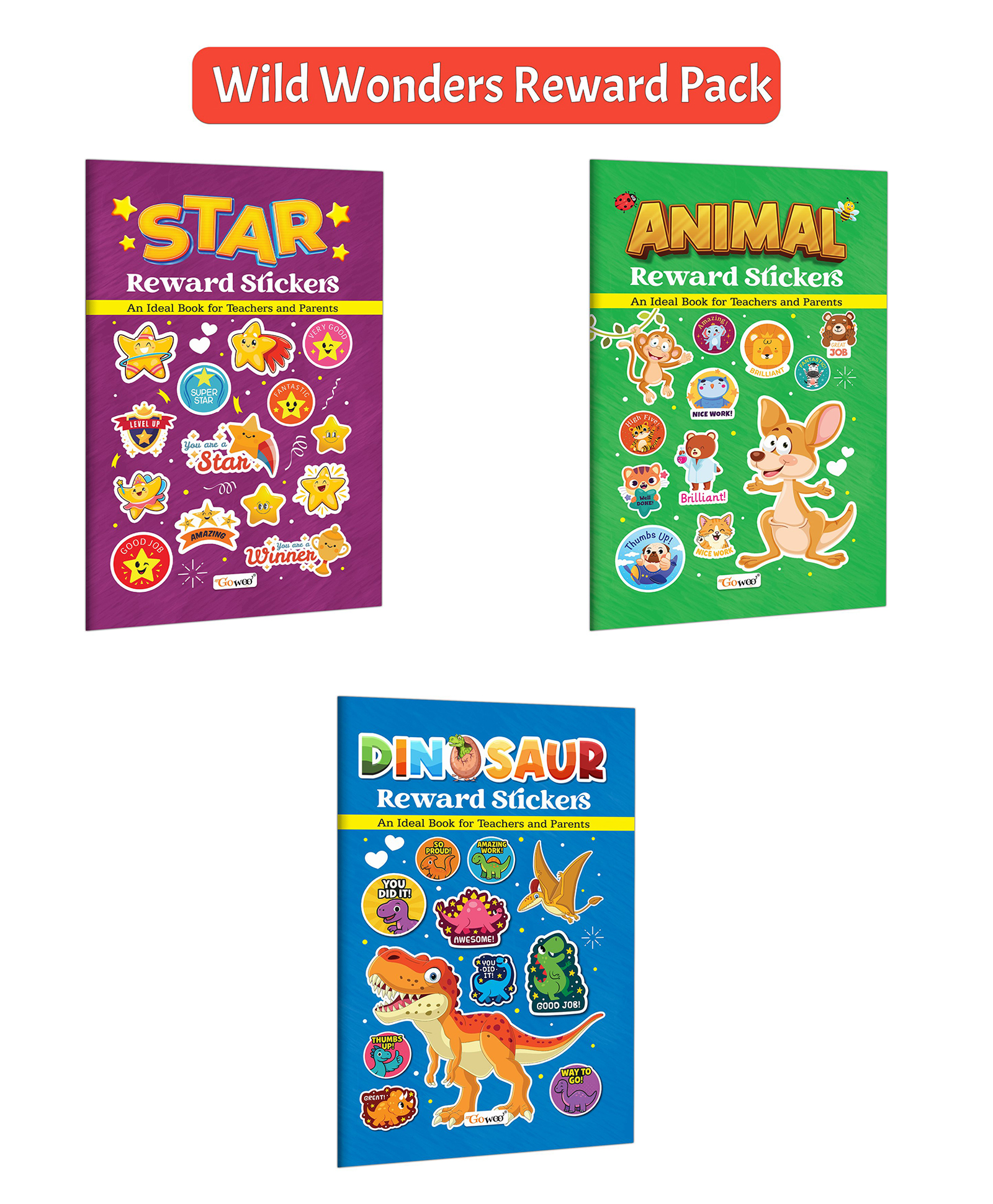 Dinosaur Reward Stickers, Animal Reward Stickers and Star Reward Stickers :- Kids activity rewards, Fun learning motivation, Creative sticker collection | Combo of 3 Books-image-33