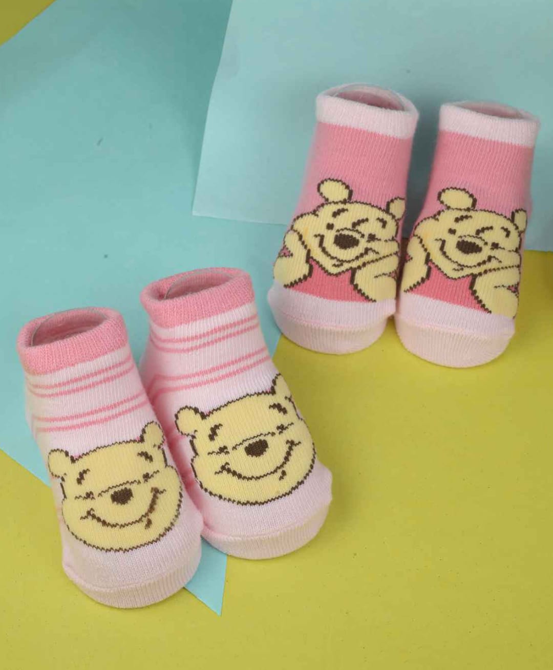 Yellow Bee Cotton Knit Pack Of 2 Disney Featuring Winnie The Pooh Printed Socks - Pink-image-24