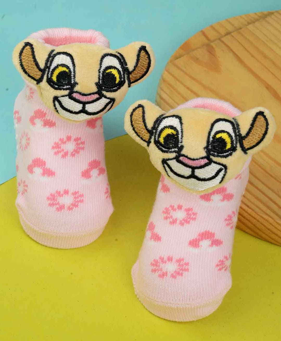Yellow Bee Disney The Lion King Featuring Nala Applique Detailed Anti Skid Socks - Pink-image-25