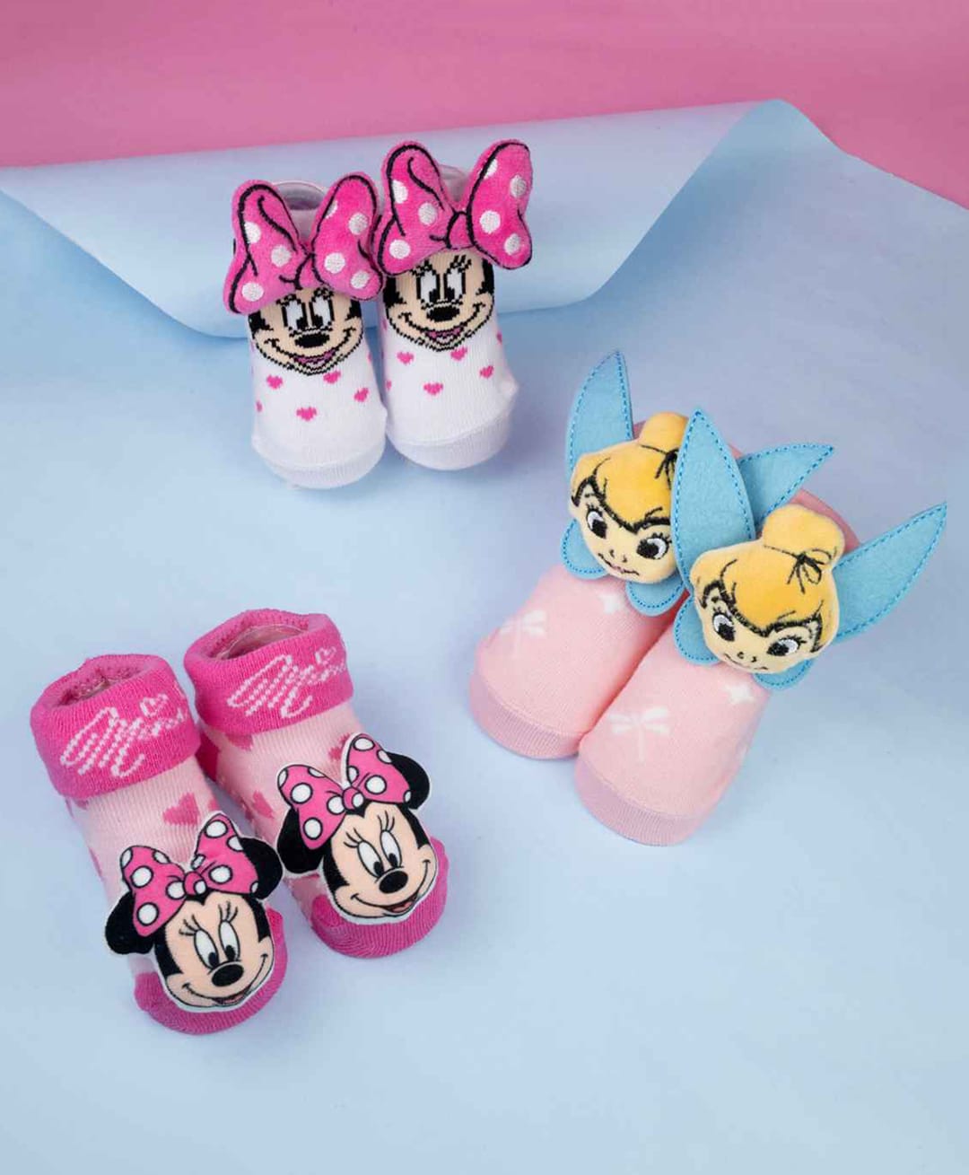 Yellow Bee Cotton Knit Pack Of 3 Disney Featuring Characters Designed Socks - Pink & White-image-35