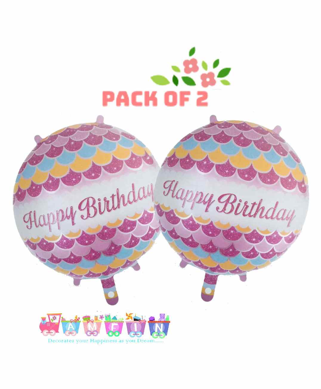 Amfin Happy Birthday Round Foil Balloons Pink - Pack of 2-image-12