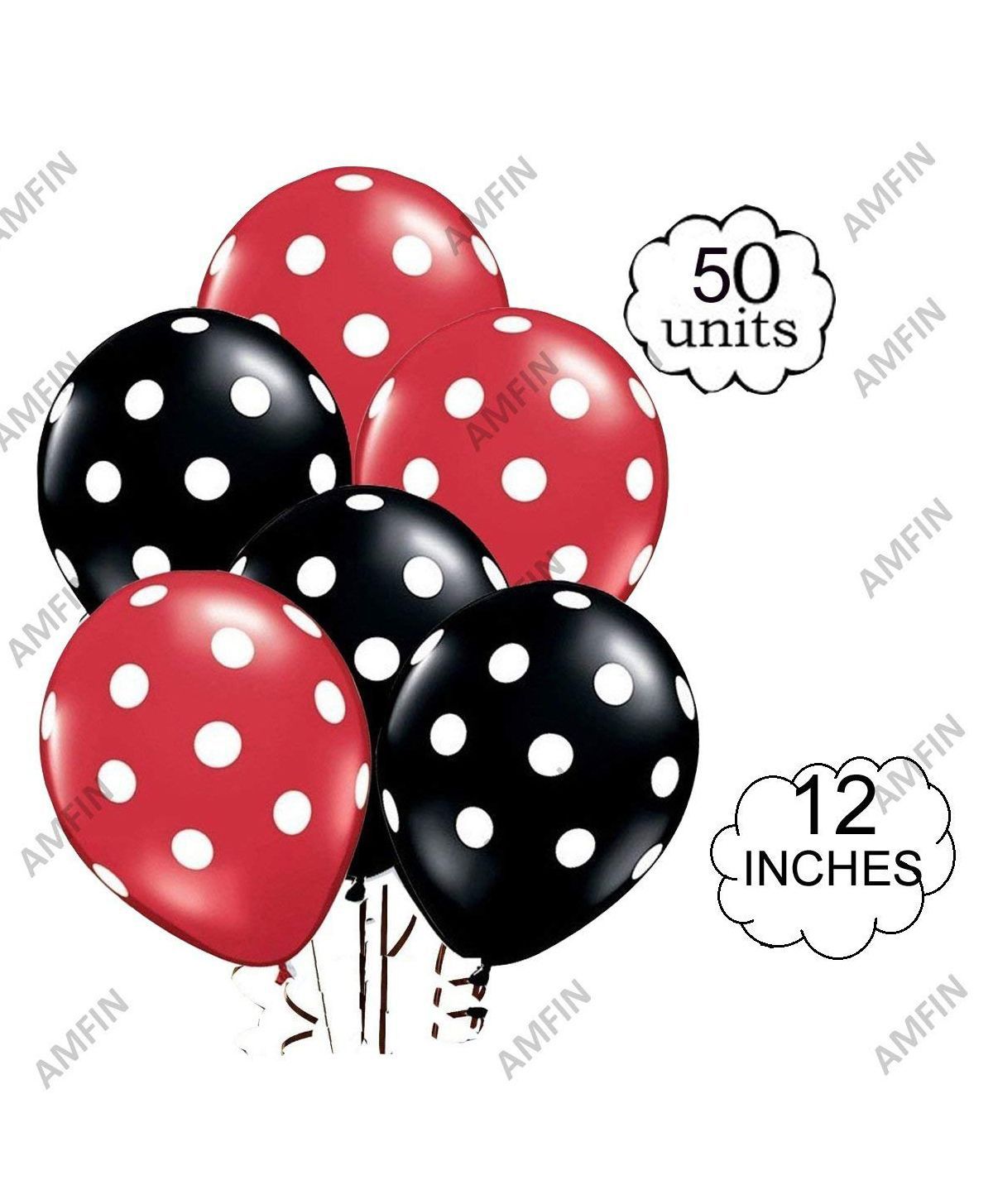 Amfin Balloons With Polka Dot Print Pack of 50 - Black Red-image-49