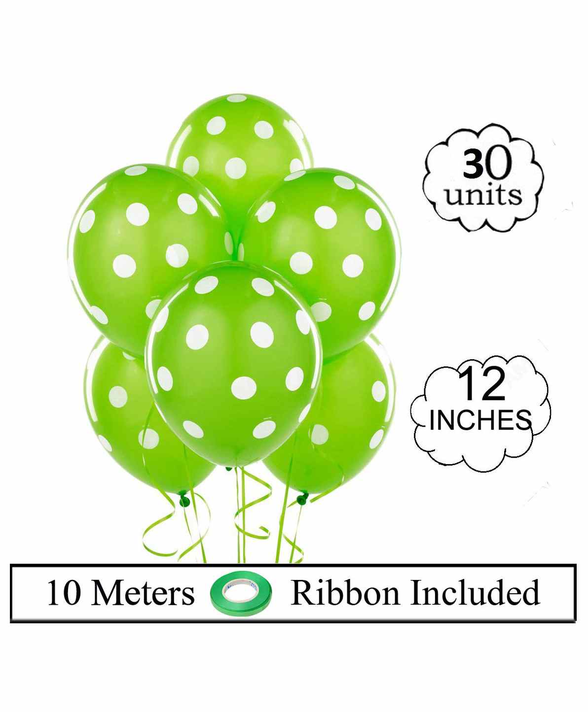 Amfin Balloons With Polka Dot Print Pack of 30 - Green-image-14