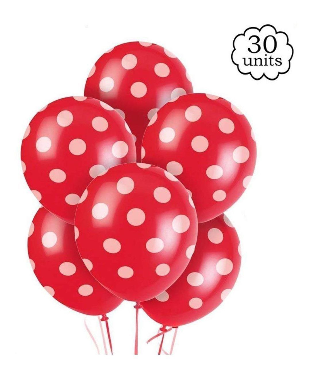 Amfin Balloons With Polka Dot Print Pack of 50 - Red-image-46