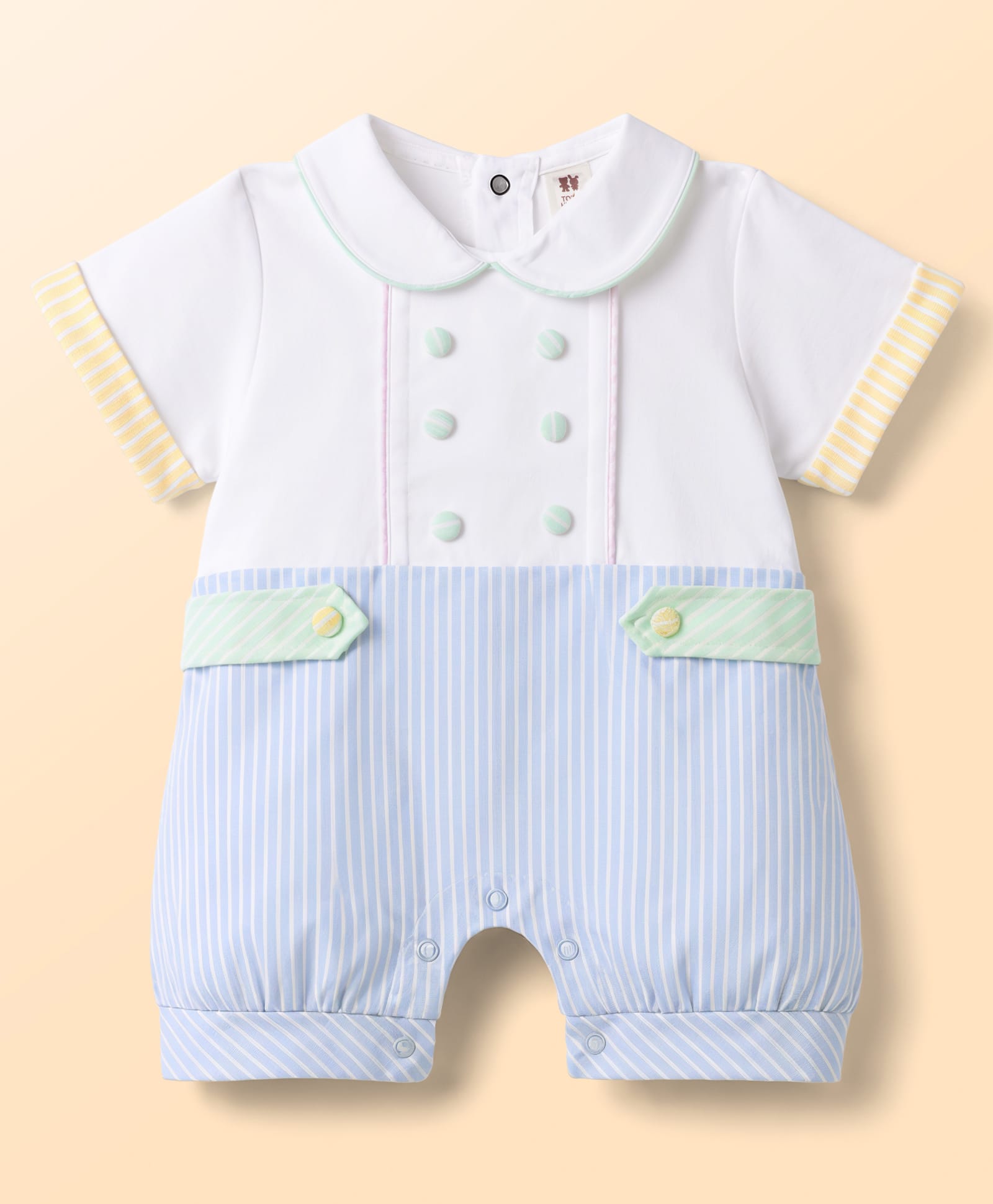ToffyHouse Interlock Knit Half Sleeves Striped Romper - Multicolor-image-44