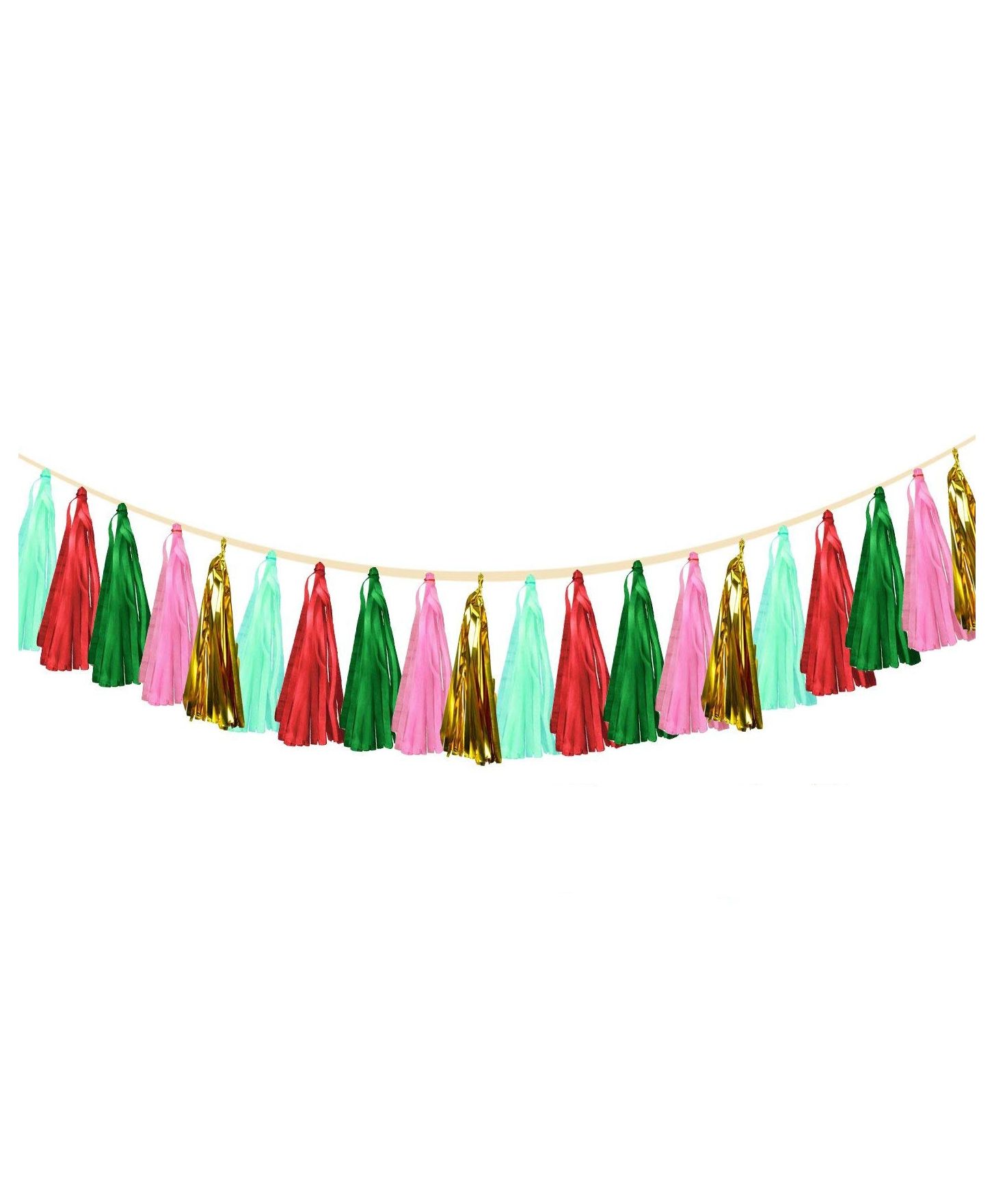Amfin Tissue Tassel Garland - Red Green-image-40