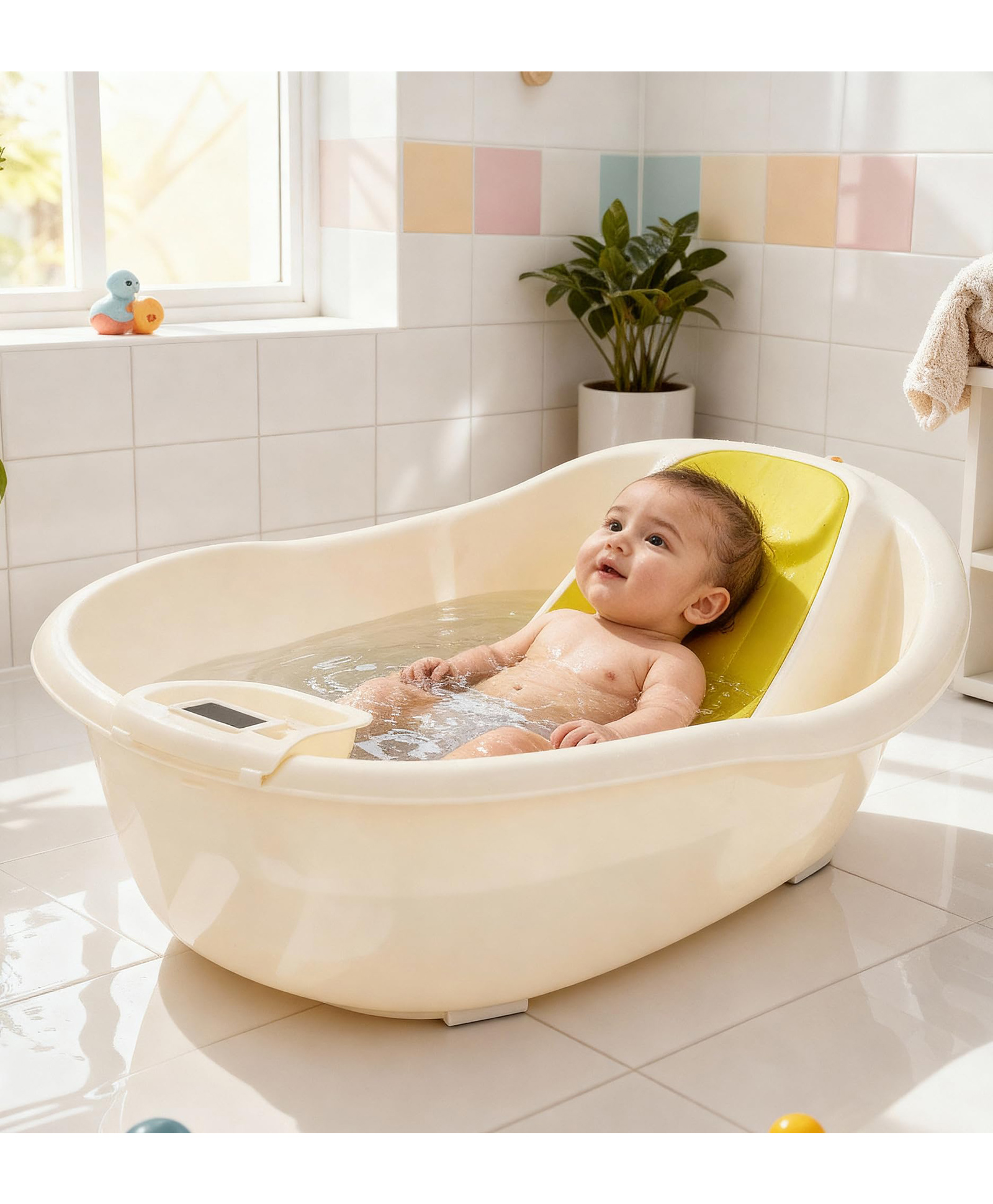 Baybee Dive Baby Bath Tub for Kids | Bathing Tub with Touch Monitor & Tray | Newborn Baby Bath Seat | Kids Bather with Anti-Slip Support & Soft Headrest | Kids Bathtub for Baby 0 to 5 Years (Green)-picture-17
